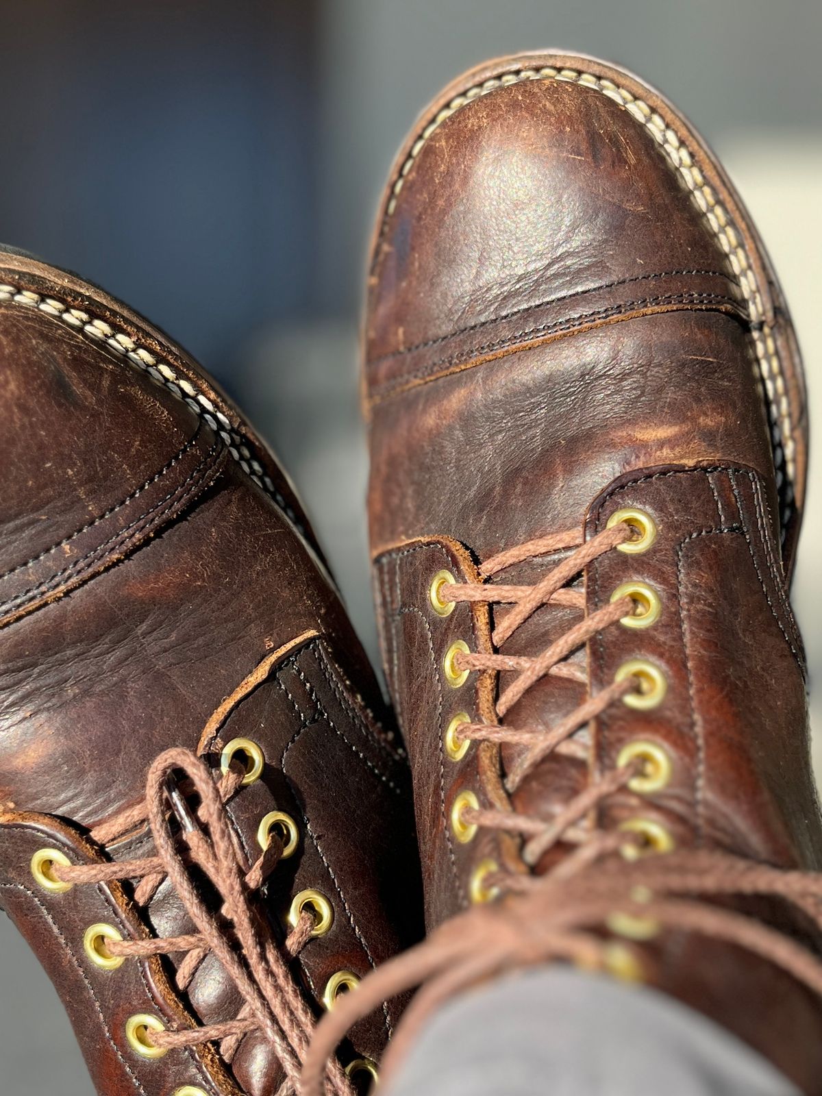 Photo by steverinde on February 23, 2026 of the Viberg Service Boot PCT in Horween Natural Bison.