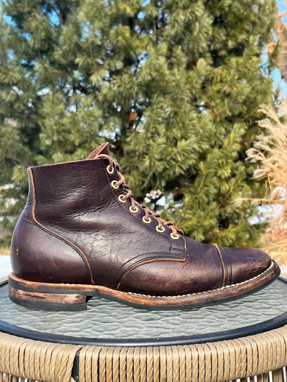 Photo by steverinde on March 2, 2026 of the Viberg Service Boot PCT in Horween Natural Bison.