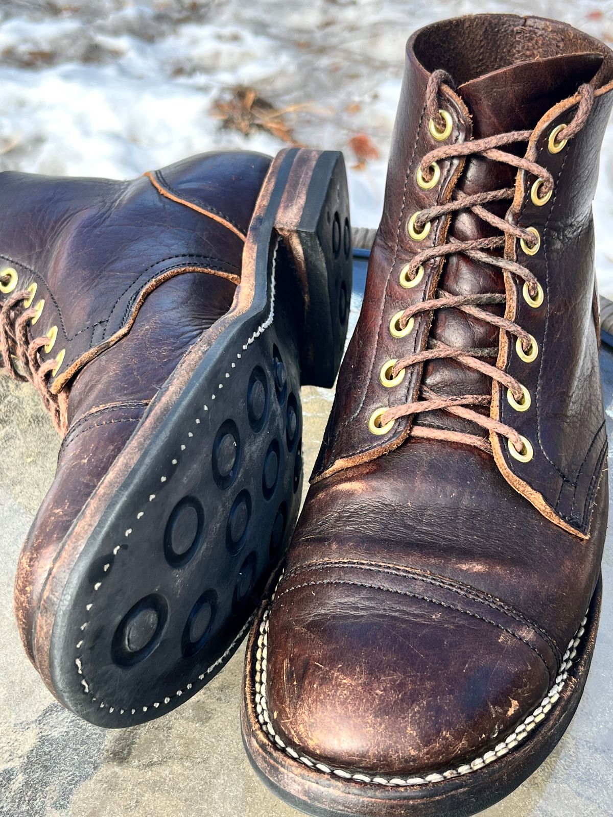 Photo by steverinde on March 6, 2026 of the Viberg Service Boot PCT in Horween Natural Bison.