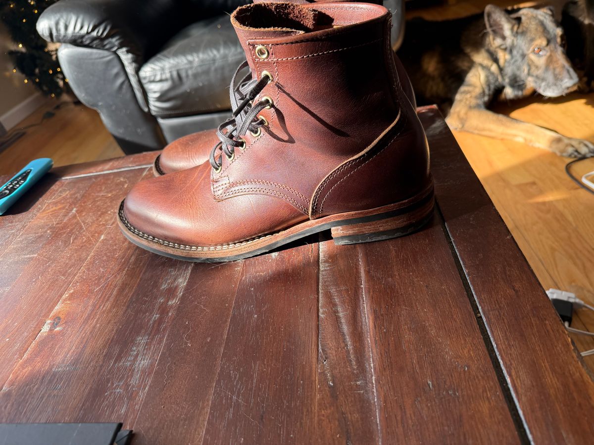 Photo by Timm on January 24, 2026 of the Nicks Lace Up Heritage in Nicks Italian Brown Cypress.