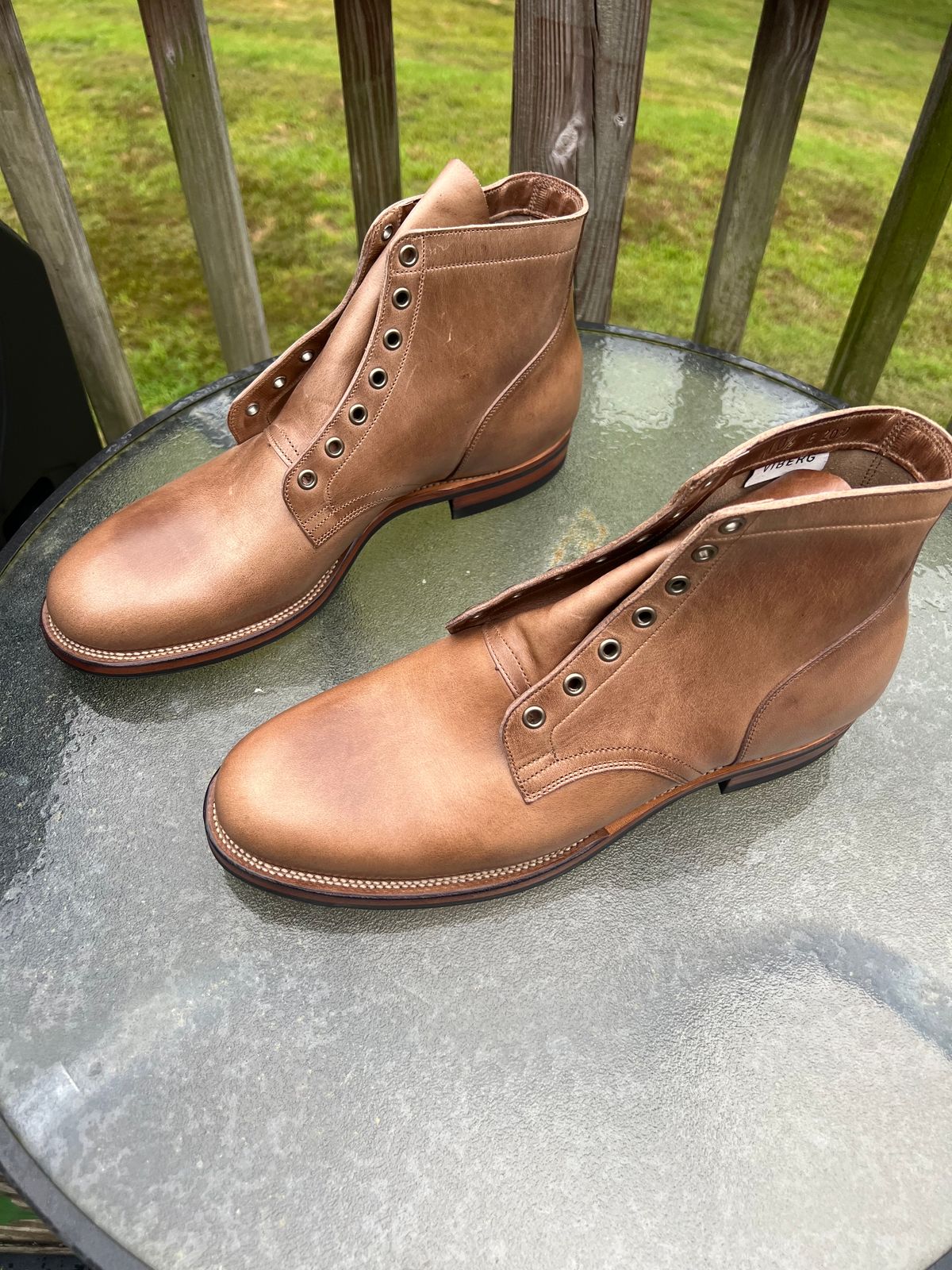 Photo by Rob on September 17, 2023 of the Viberg Service Boot in Horween Natural Chromexcel.