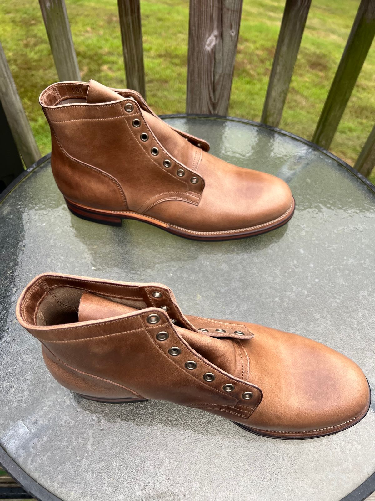 Photo by Rob on September 17, 2023 of the Viberg Service Boot in Horween Natural Chromexcel.