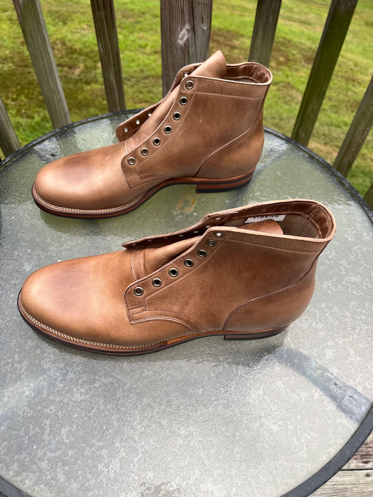 Photo by Rob on September 17, 2023 of the Viberg Service Boot in Horween Natural Chromexcel.