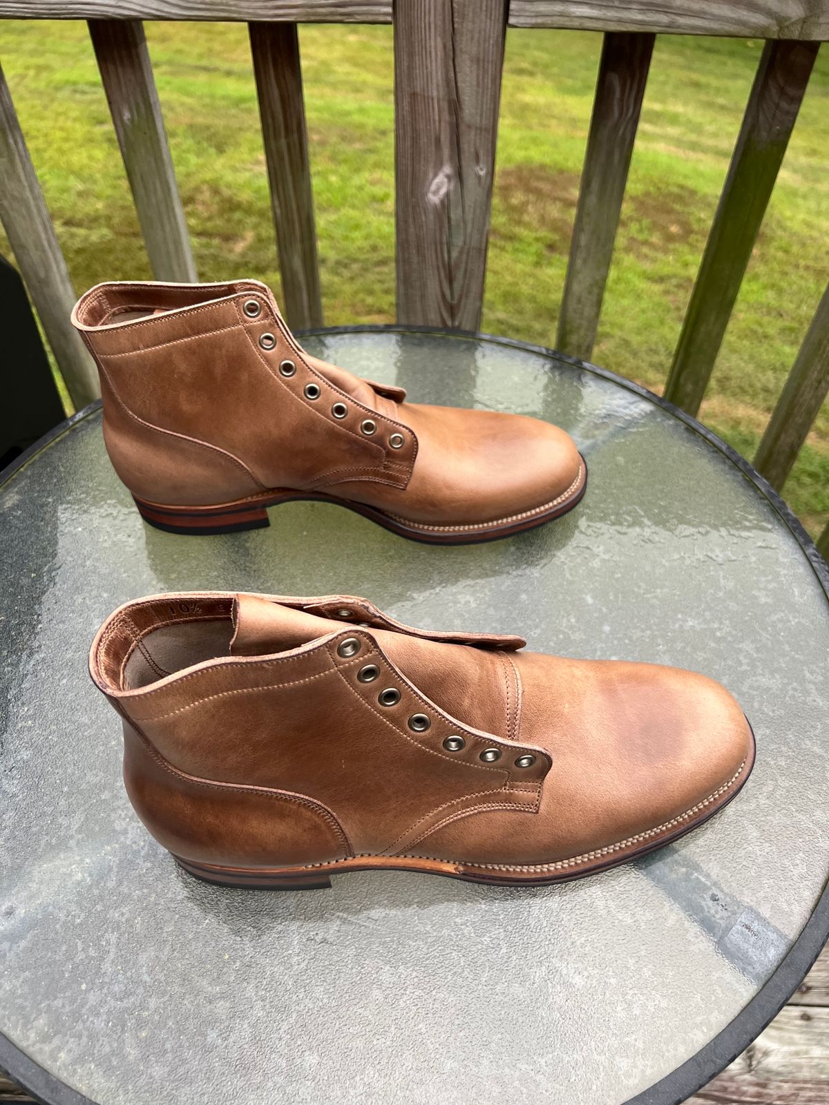 Photo by Rob on September 17, 2023 of the Viberg Service Boot in Horween Natural Chromexcel.