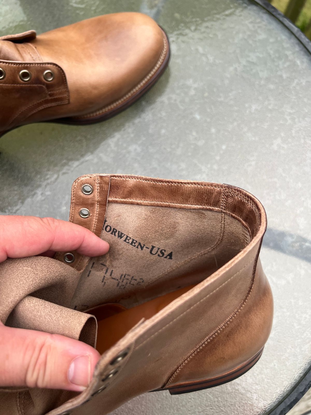 Photo by Rob on September 17, 2023 of the Viberg Service Boot in Horween Natural Chromexcel.