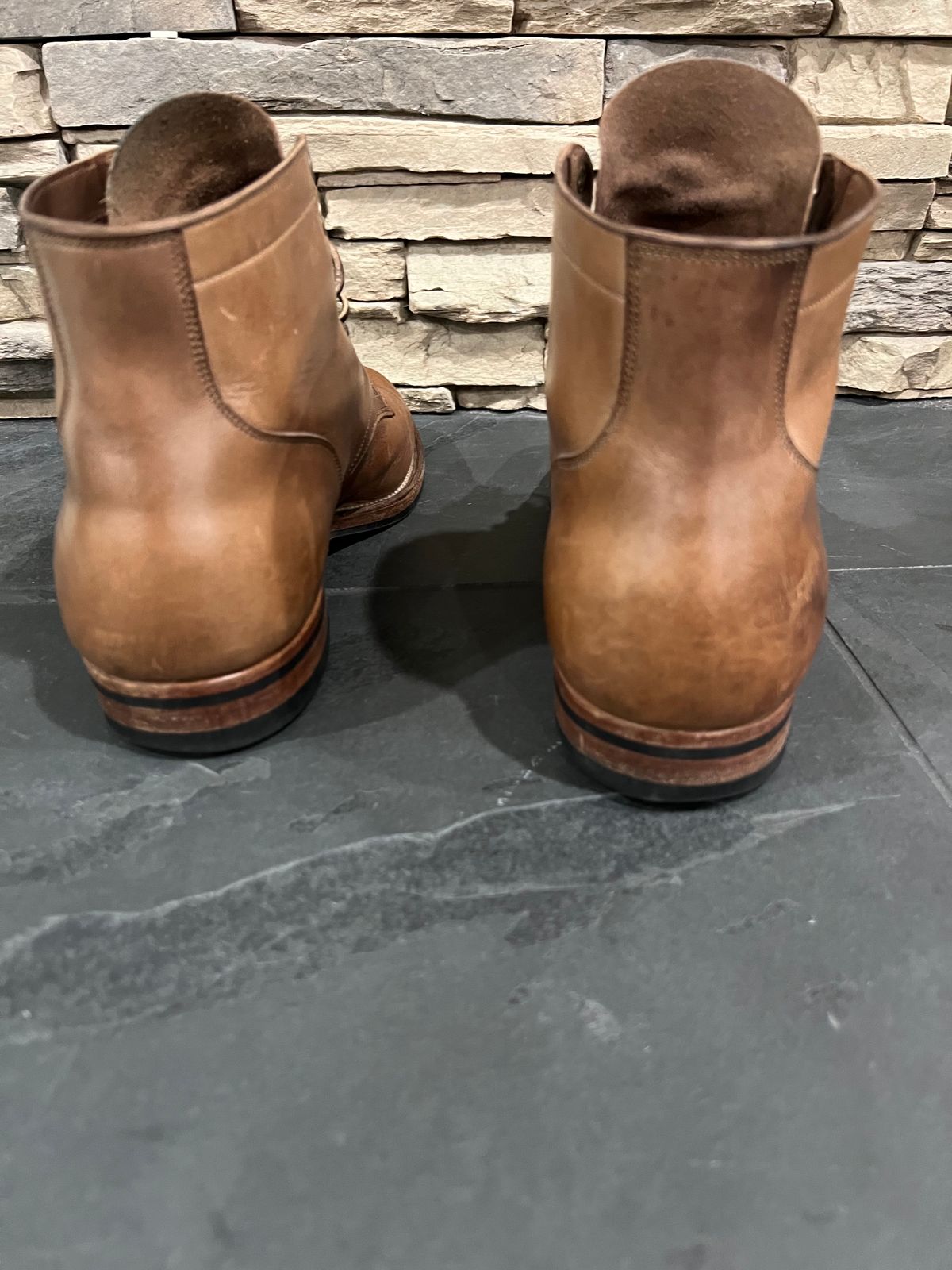 Photo by Rob on December 3, 2023 of the Viberg Service Boot in Horween Natural Chromexcel.