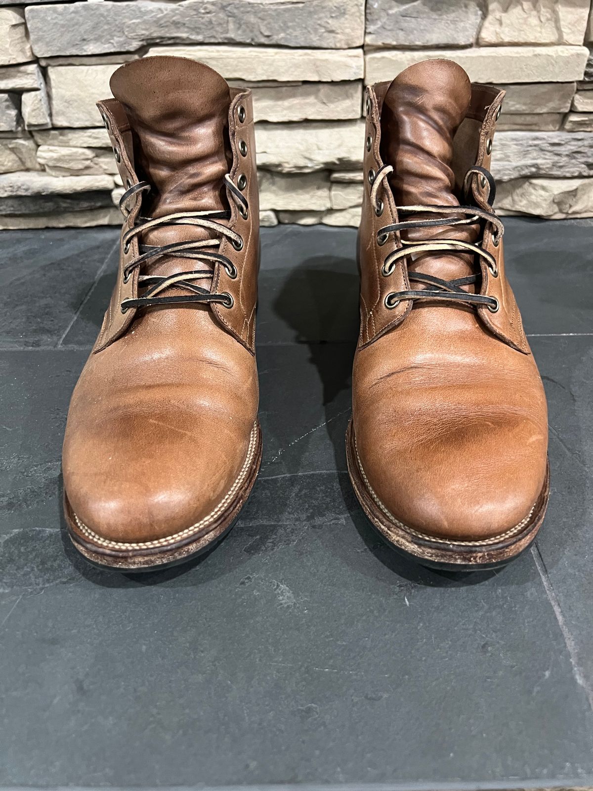 Photo by Rob on December 3, 2023 of the Viberg Service Boot in Horween Natural Chromexcel.