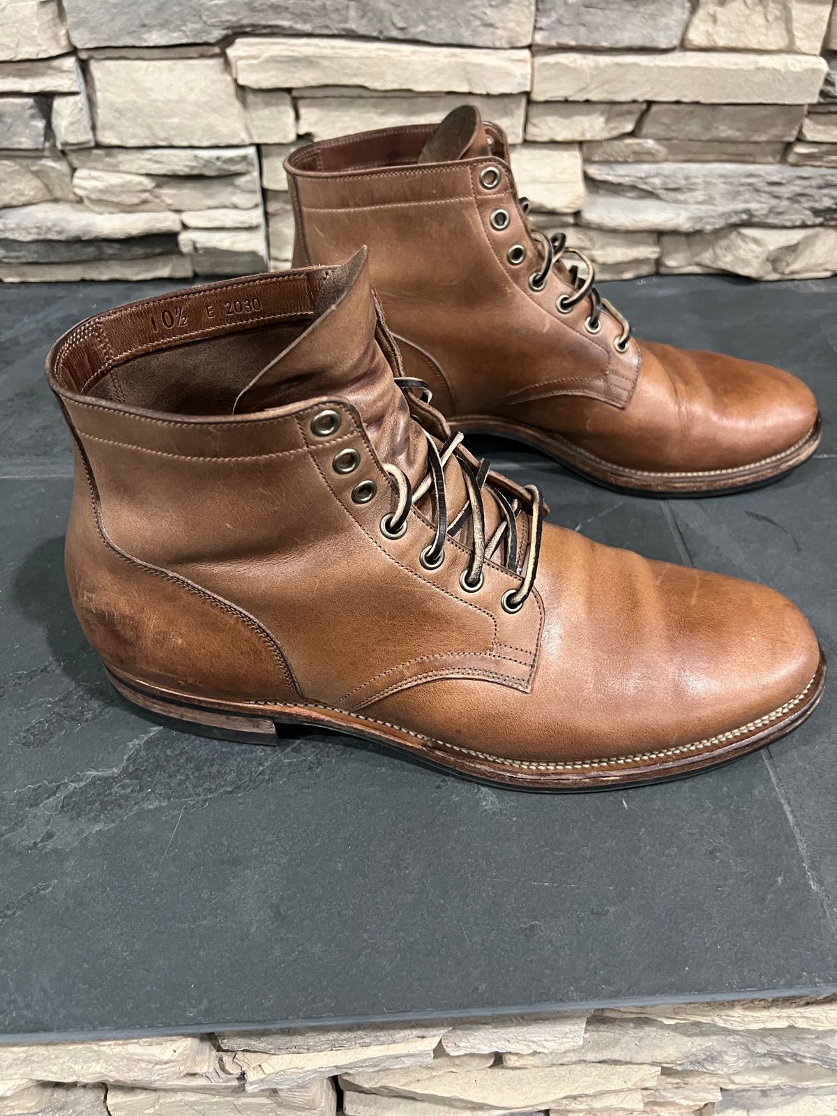 Photo by Rob on December 3, 2023 of the Viberg Service Boot in Horween Natural Chromexcel.