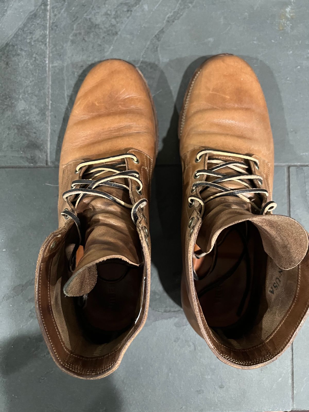 Photo by Rob on December 3, 2023 of the Viberg Service Boot in Horween Natural Chromexcel.