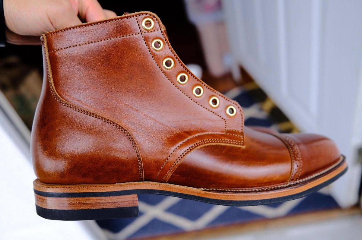 Photo by Wayne on April 2, 2021 of the Viberg Service Boot in Shinki Brown Oiled Horsebutt.