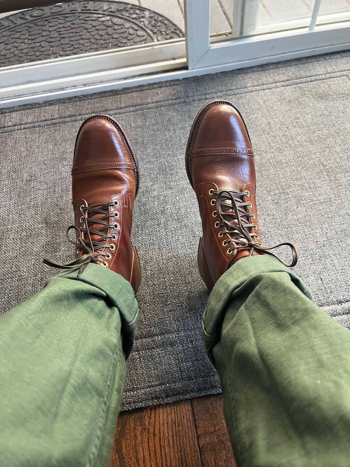 Photo by Wayne on June 26, 2022 of the Viberg Service Boot in Shinki Brown Oiled Horsebutt.