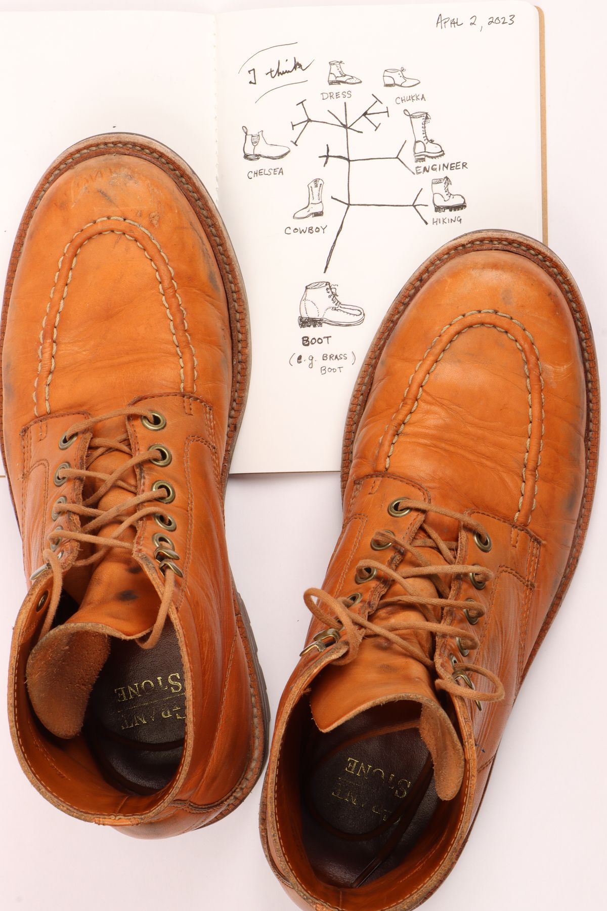 Photo by onthedogwatch on April 6, 2023 of the Grant Stone Brass Boot in Horween Natural Essex.