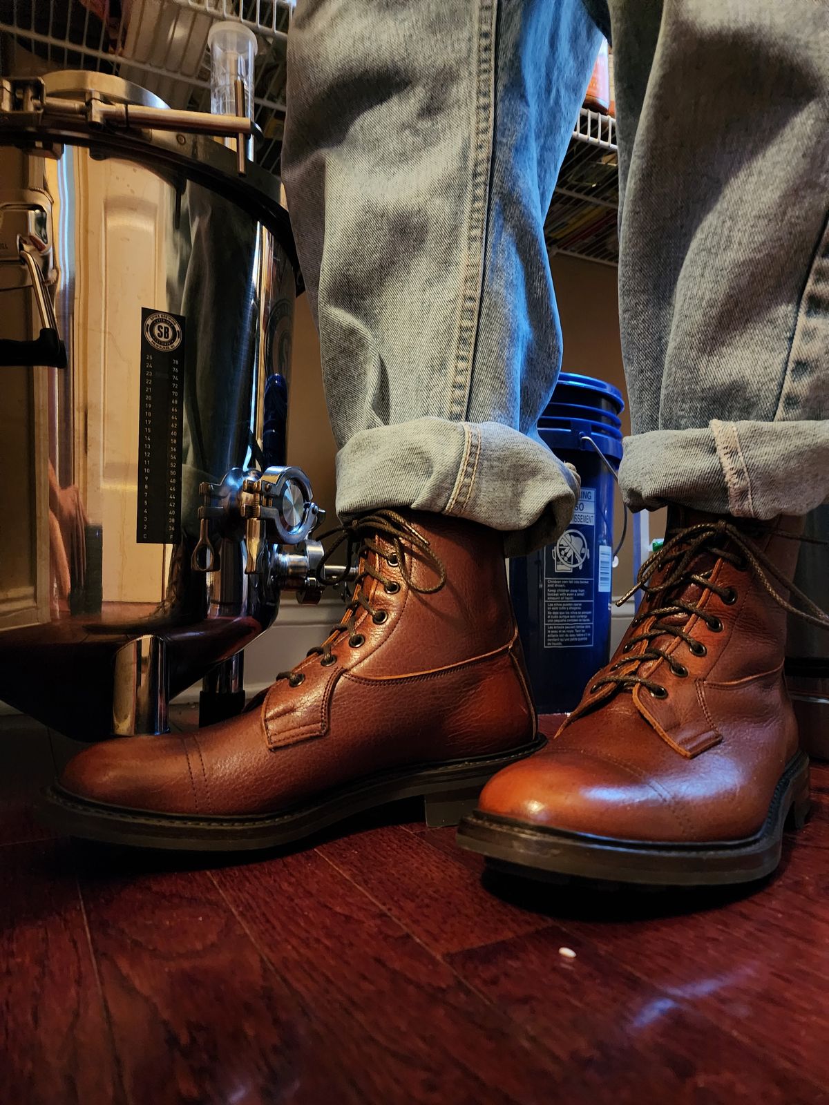 Photo by stylenwby on October 1, 2023 of the Tricker's Grassmere Country Boot in C.F. Stead Caramel Kudu Classic.