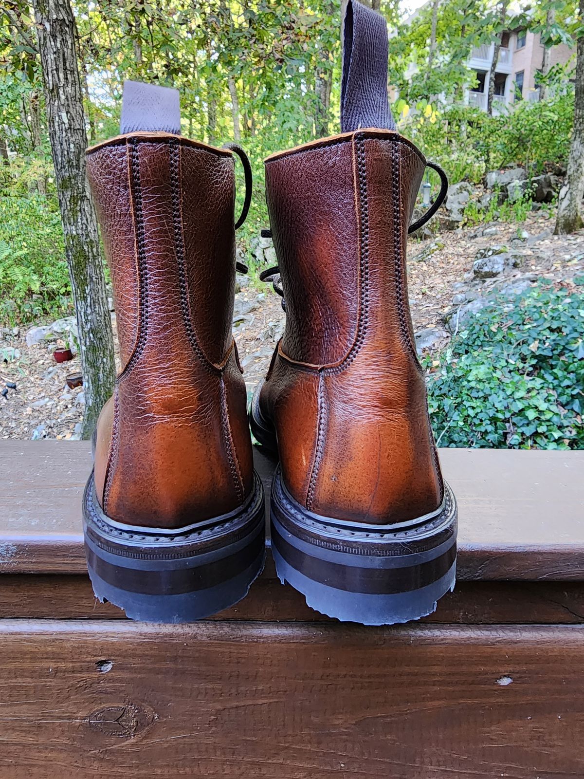 Photo by stylenwby on October 1, 2023 of the Tricker's Grassmere Country Boot in C.F. Stead Caramel Kudu Classic.