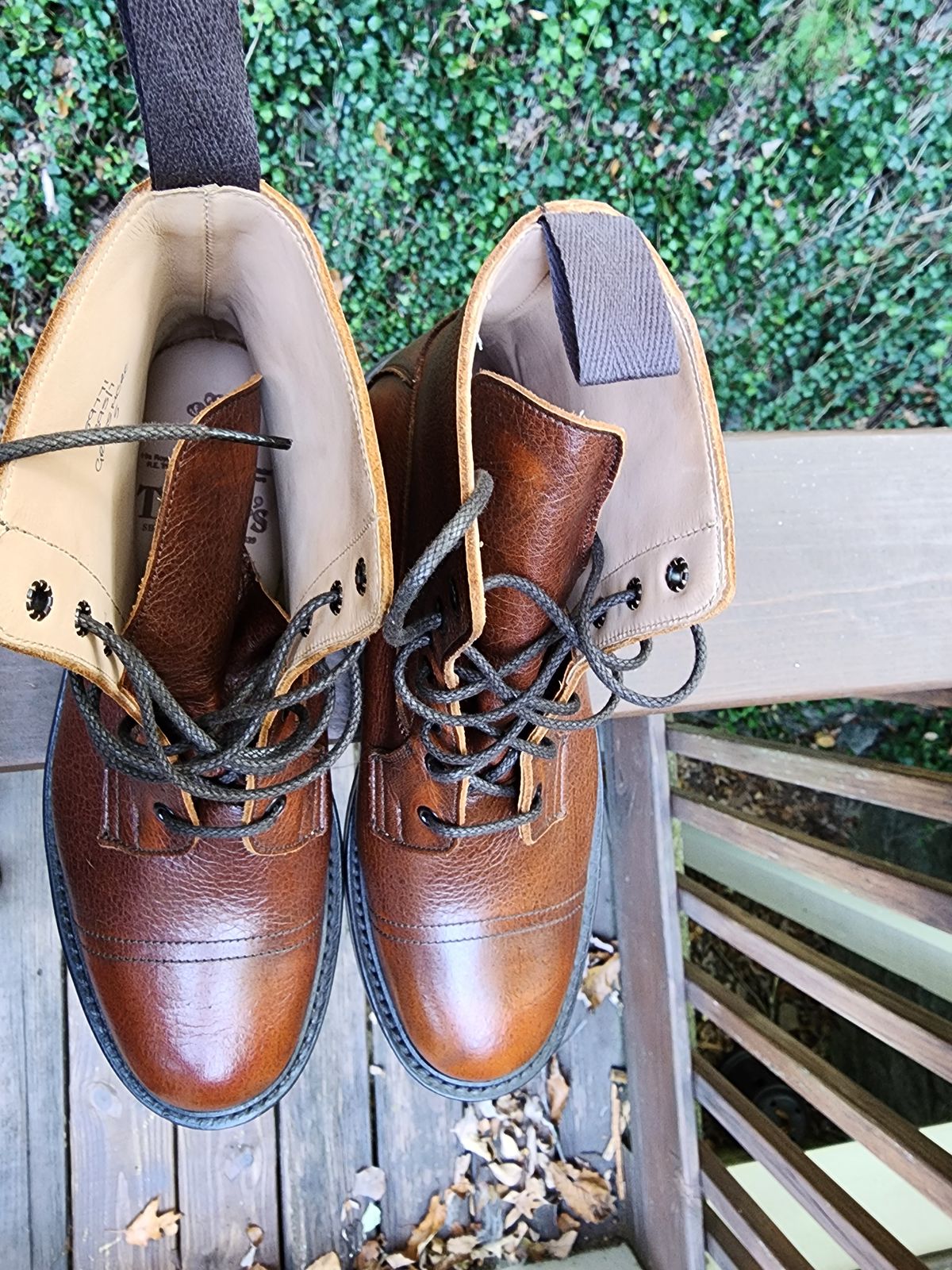 Photo by stylenwby on October 1, 2023 of the Tricker's Grassmere Country Boot in C.F. Stead Caramel Kudu Classic.