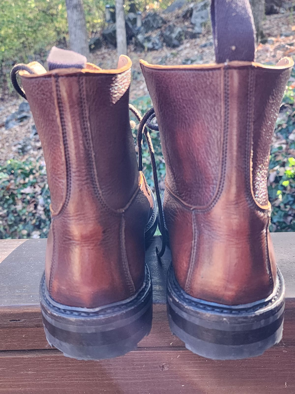 Photo by stylenwby on November 5, 2023 of the Tricker's Grassmere Country Boot in C.F. Stead Caramel Kudu Classic.