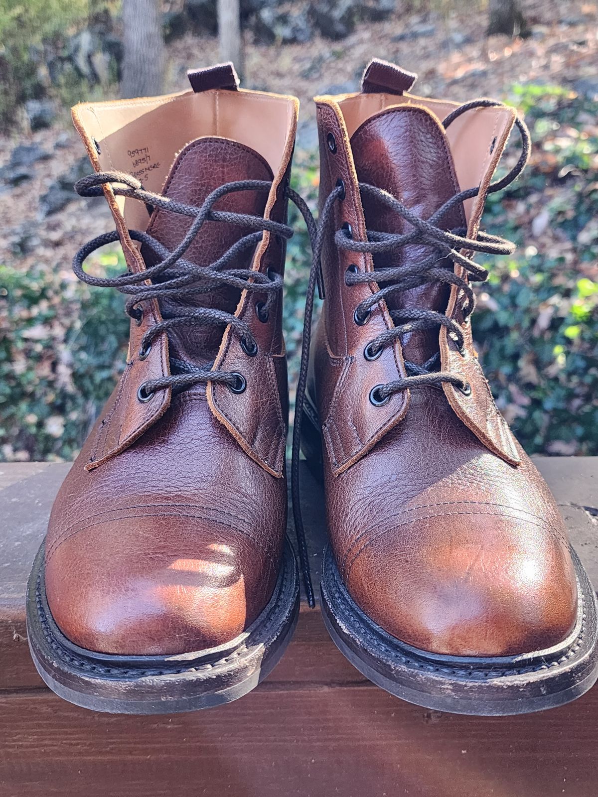 Photo by stylenwby on November 5, 2023 of the Tricker's Grassmere Country Boot in C.F. Stead Caramel Kudu Classic.