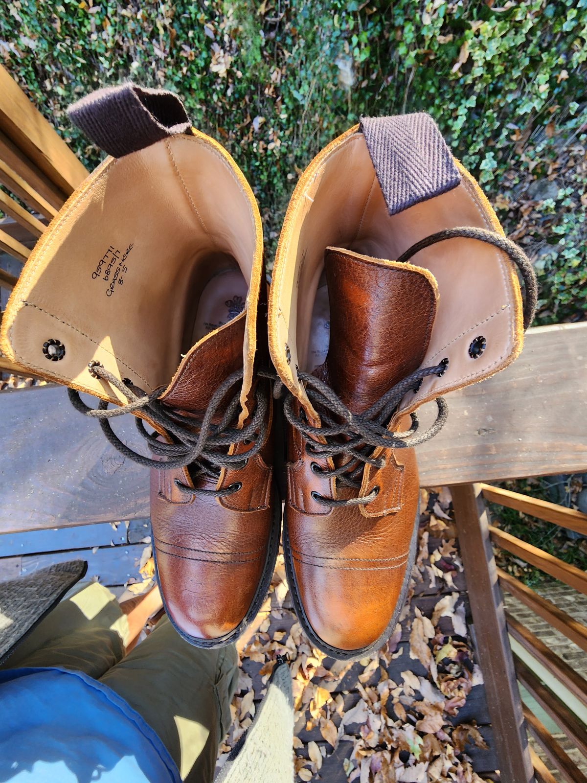Photo by stylenwby on November 5, 2023 of the Tricker's Grassmere Country Boot in C.F. Stead Caramel Kudu Classic.