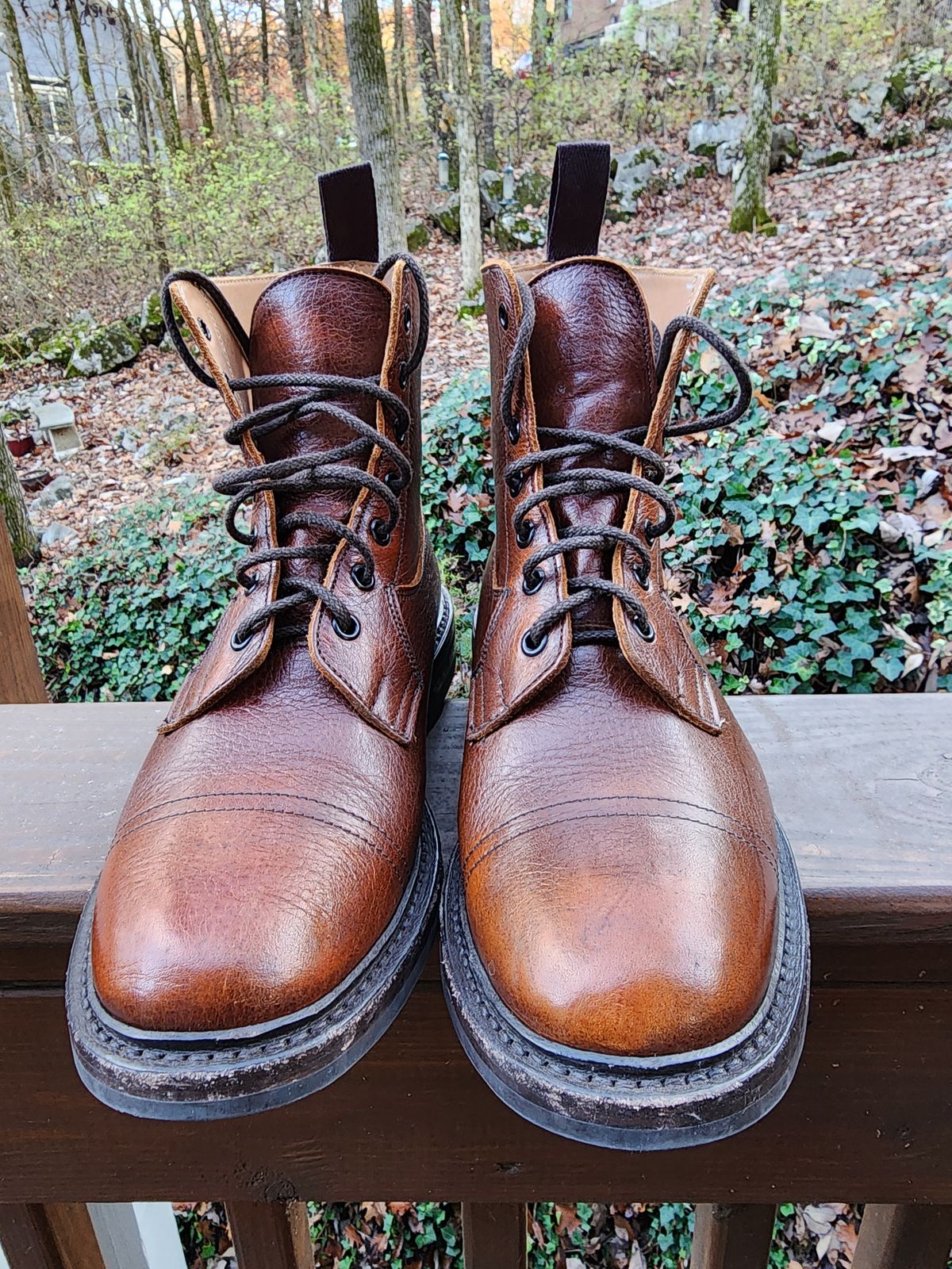 Photo by stylenwby on December 4, 2023 of the Tricker's Grassmere Country Boot in C.F. Stead Caramel Kudu Classic.