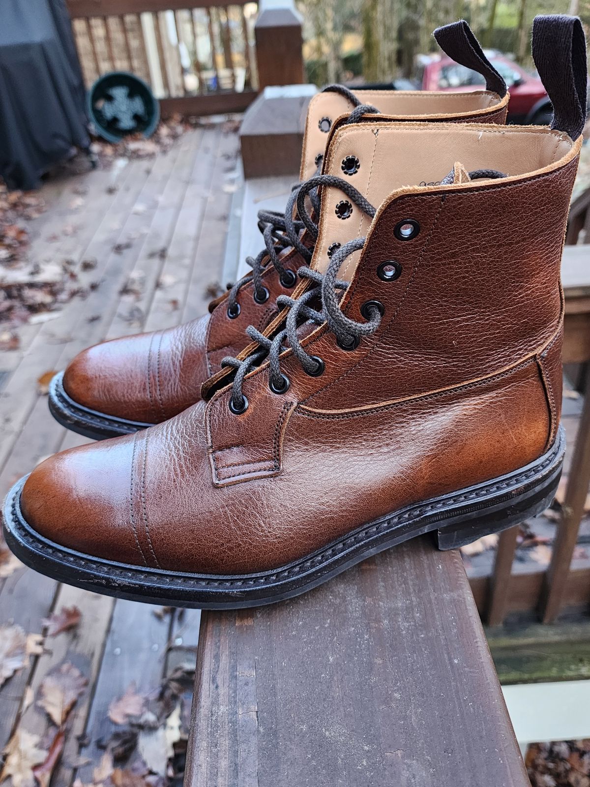 Photo by stylenwby on December 4, 2023 of the Tricker's Grassmere Country Boot in C.F. Stead Caramel Kudu Classic.