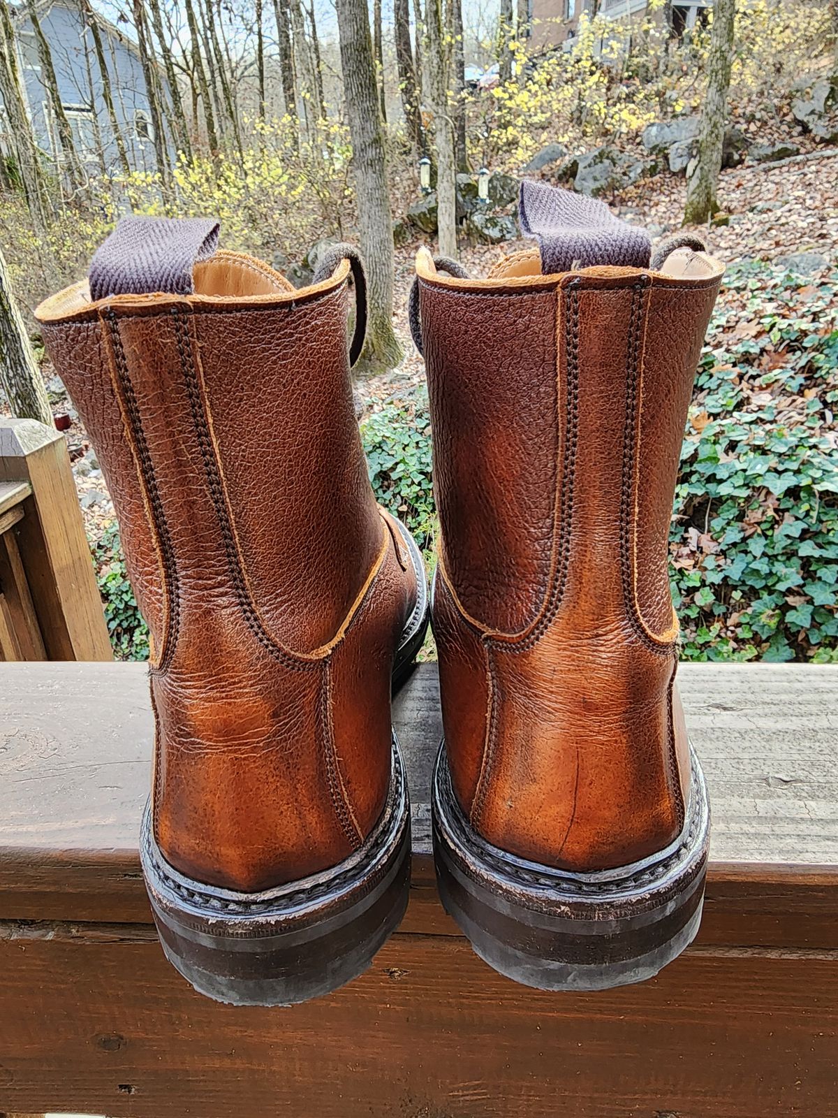 Photo by stylenwby on January 2, 2024 of the Tricker's Grassmere Country Boot in C.F. Stead Caramel Kudu Classic.