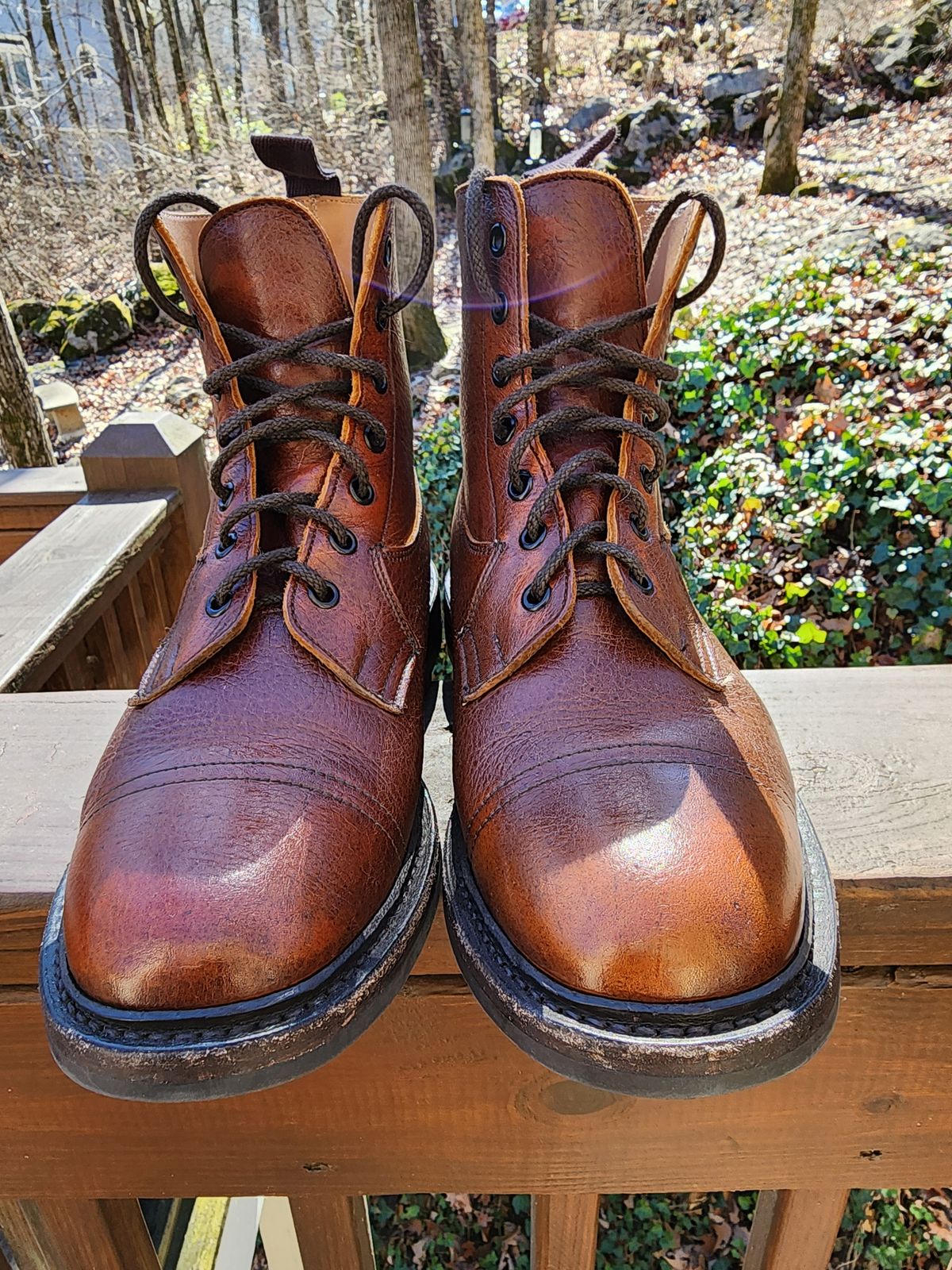 Photo by stylenwby on February 5, 2024 of the Tricker's Grassmere Country Boot in C.F. Stead Caramel Kudu Classic.