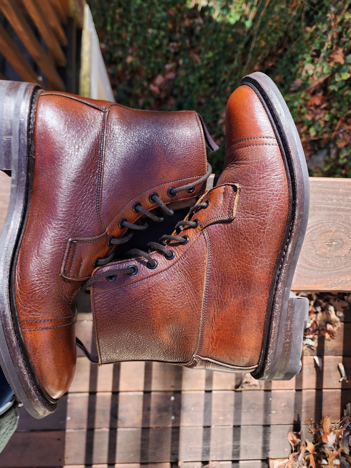 Photo by stylenwby on February 5, 2024 of the Tricker's Grassmere Country Boot in C.F. Stead Caramel Kudu Classic.