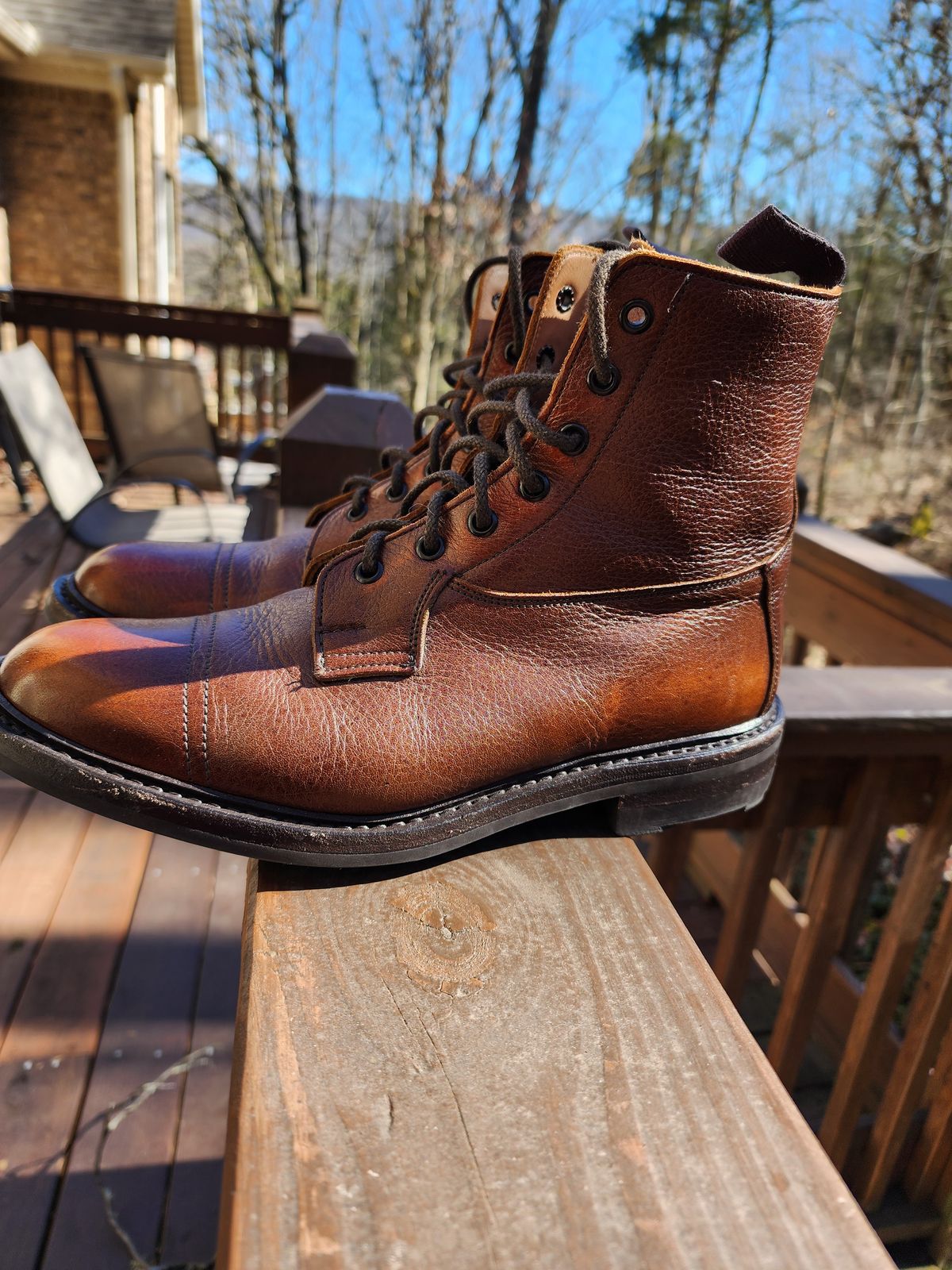 Photo by stylenwby on February 5, 2024 of the Tricker's Grassmere Country Boot in C.F. Stead Caramel Kudu Classic.