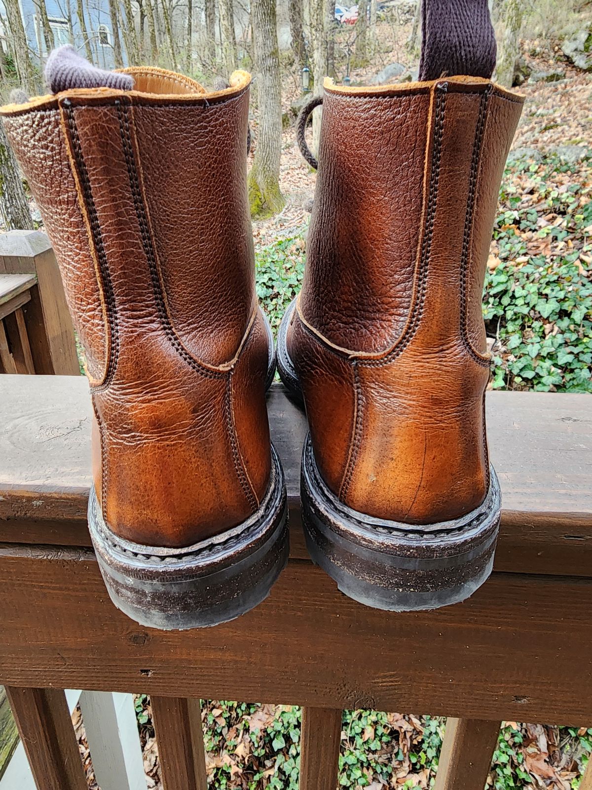 Photo by stylenwby on March 4, 2024 of the Tricker's Grassmere Country Boot in C.F. Stead Caramel Kudu Classic.