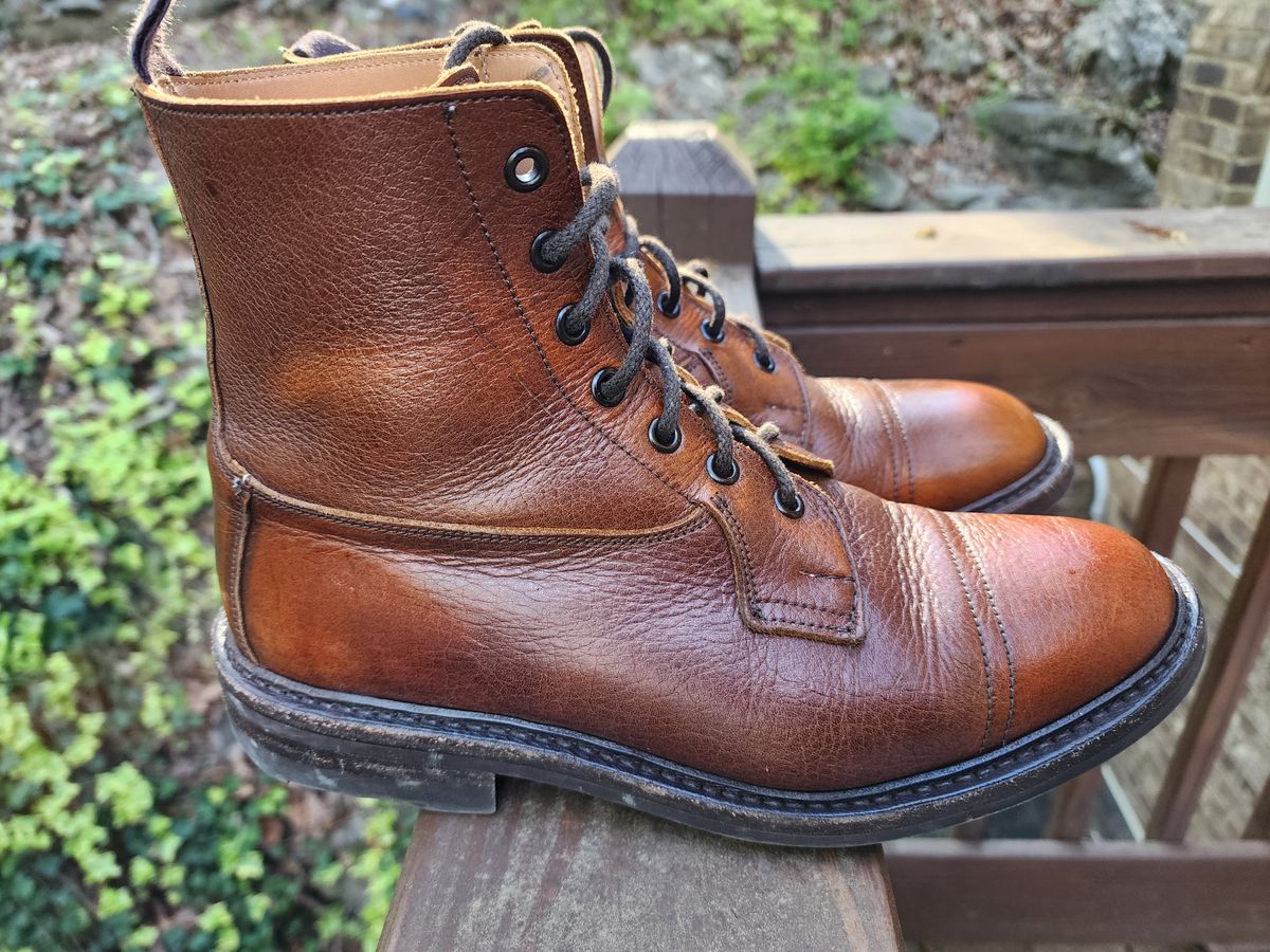 Photo by stylenwby on April 4, 2024 of the Tricker's Grassmere Country Boot in C.F. Stead Caramel Kudu Classic.