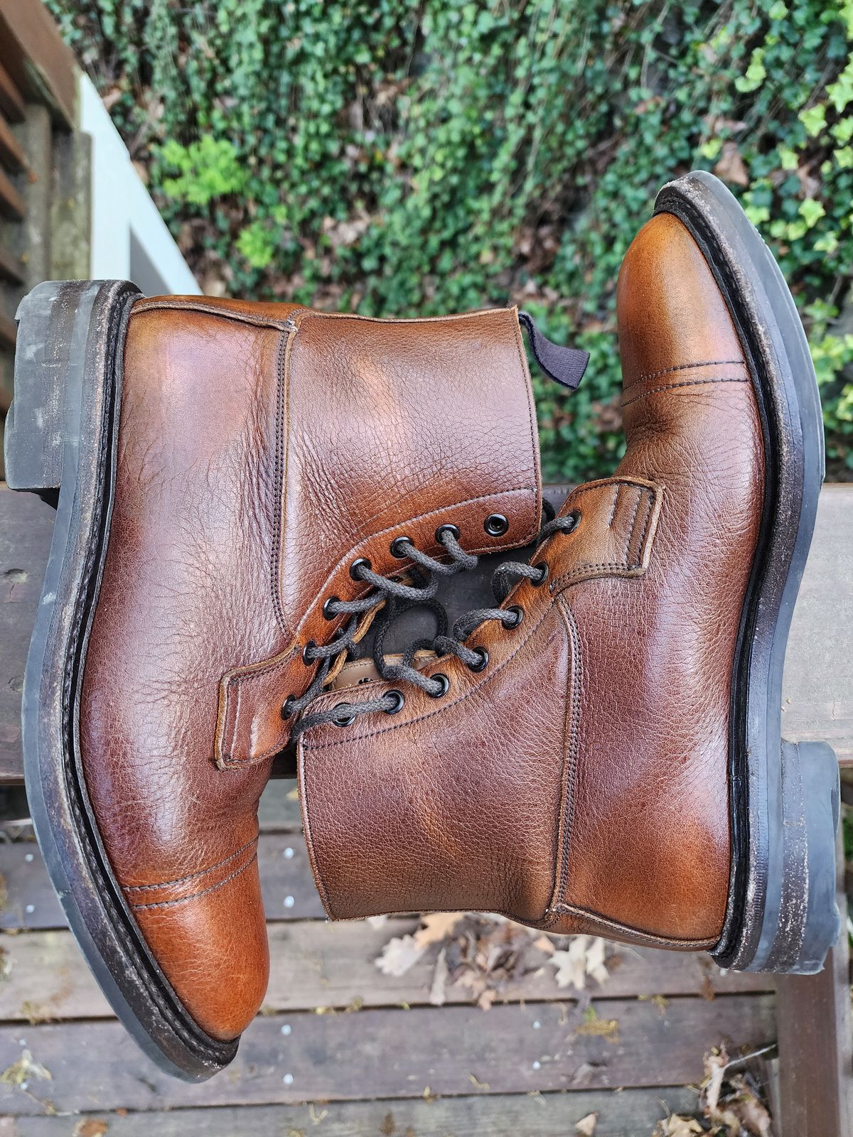 Photo by stylenwby on April 4, 2024 of the Tricker's Grassmere Country Boot in C.F. Stead Caramel Kudu Classic.