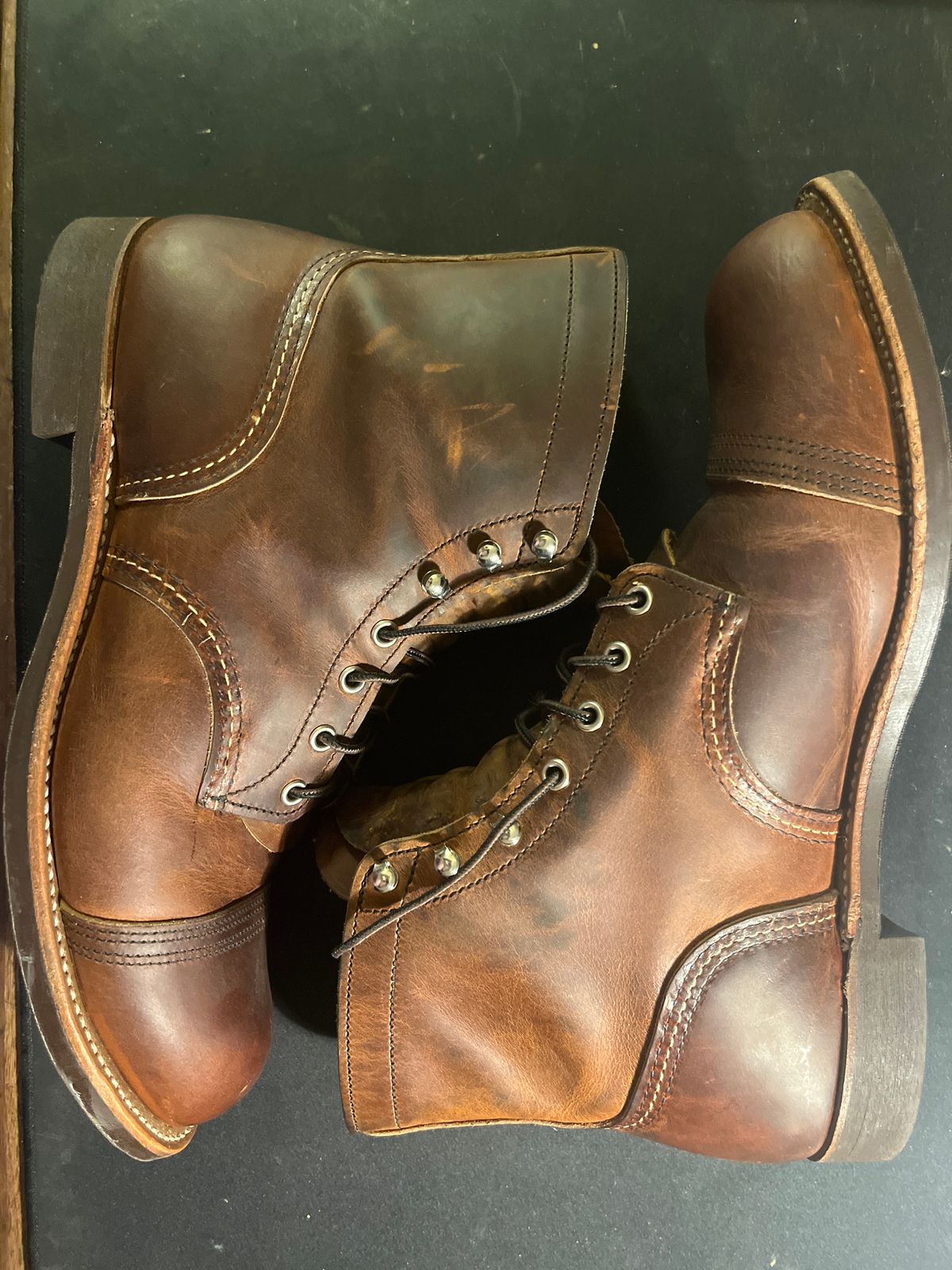 Photo by illclassico on September 28, 2023 of the Red Wing Iron Ranger in S.B. Foot Copper Rough and Tough.