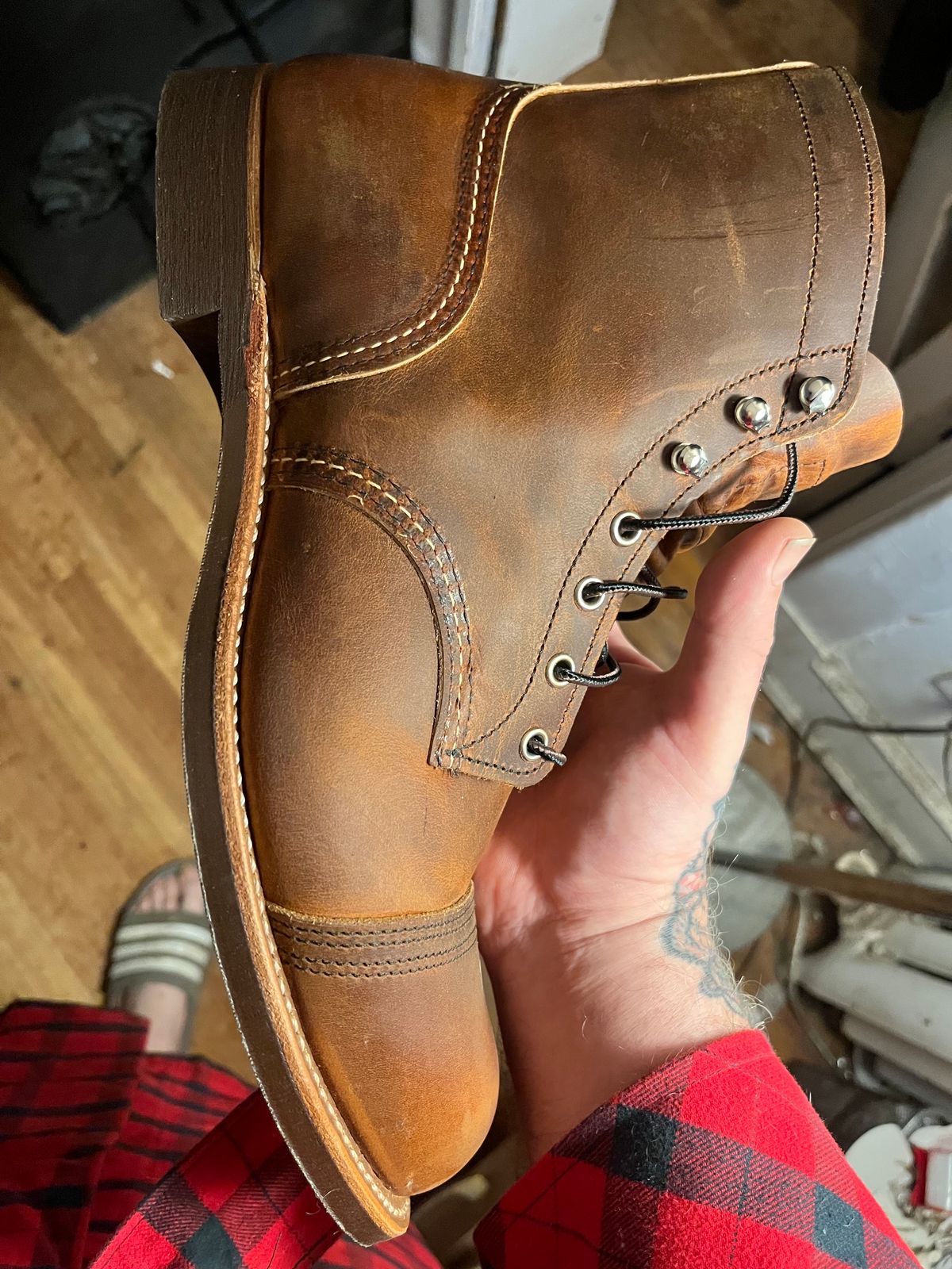 Photo by illclassico on August 29, 2023 of the Red Wing Iron Ranger in S.B. Foot Copper Rough and Tough.