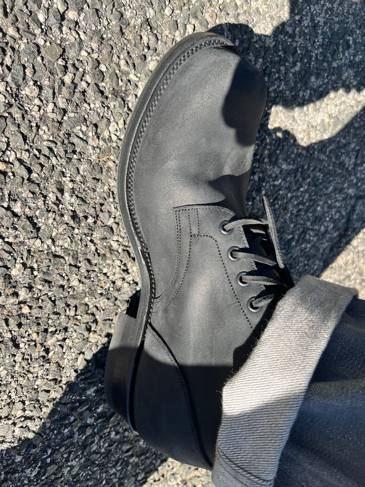 Photo by illclassico on September 15, 2023 of the Viberg Service Boot in C.F. Stead Black Waxy Commander Suede.