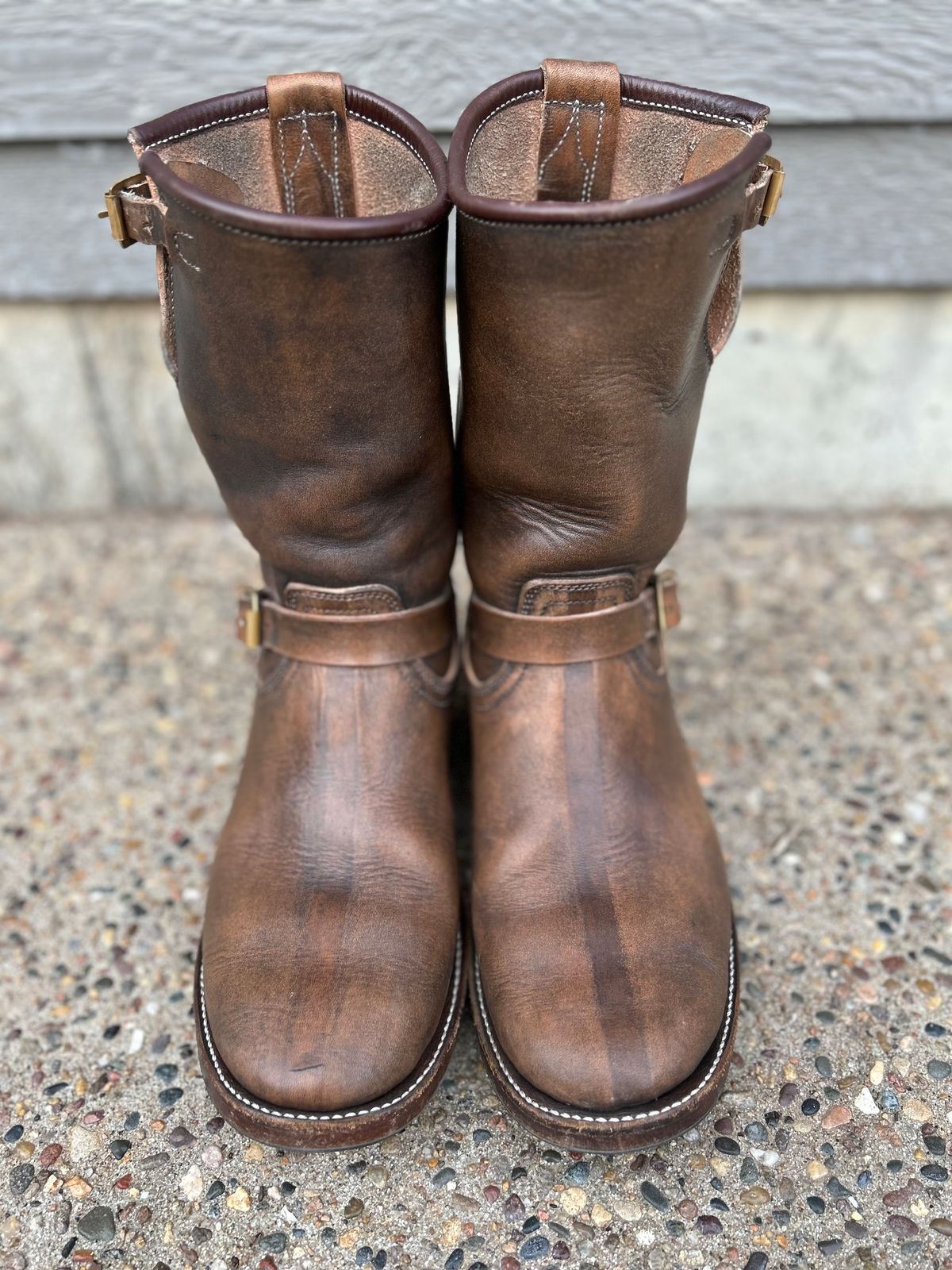 Photo by Everyone_else_fault on February 4, 2023 of the Unsung U 22-2 Engineer Boot in Wickett & Craig Natural Veg Tan.