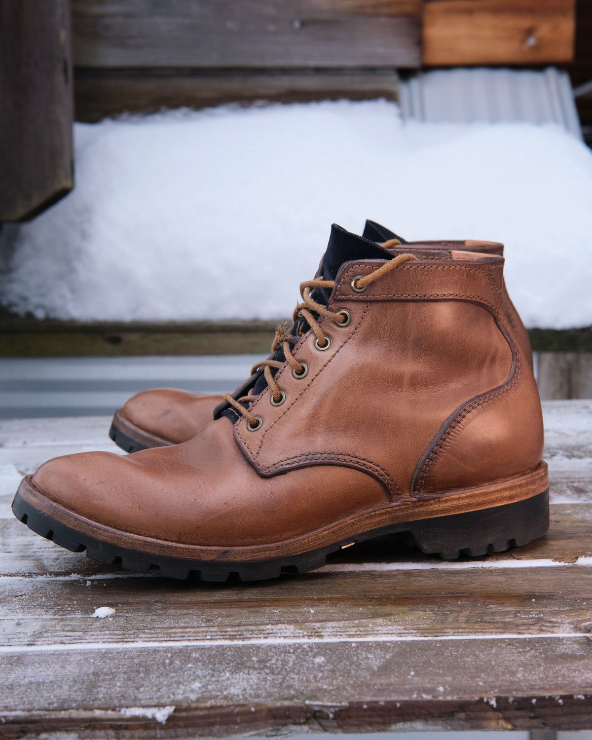 Photo by BobHendersonHB on December 3, 2023 of the BHHB Baller Collar Standard in Horween Natural Chromexcel.