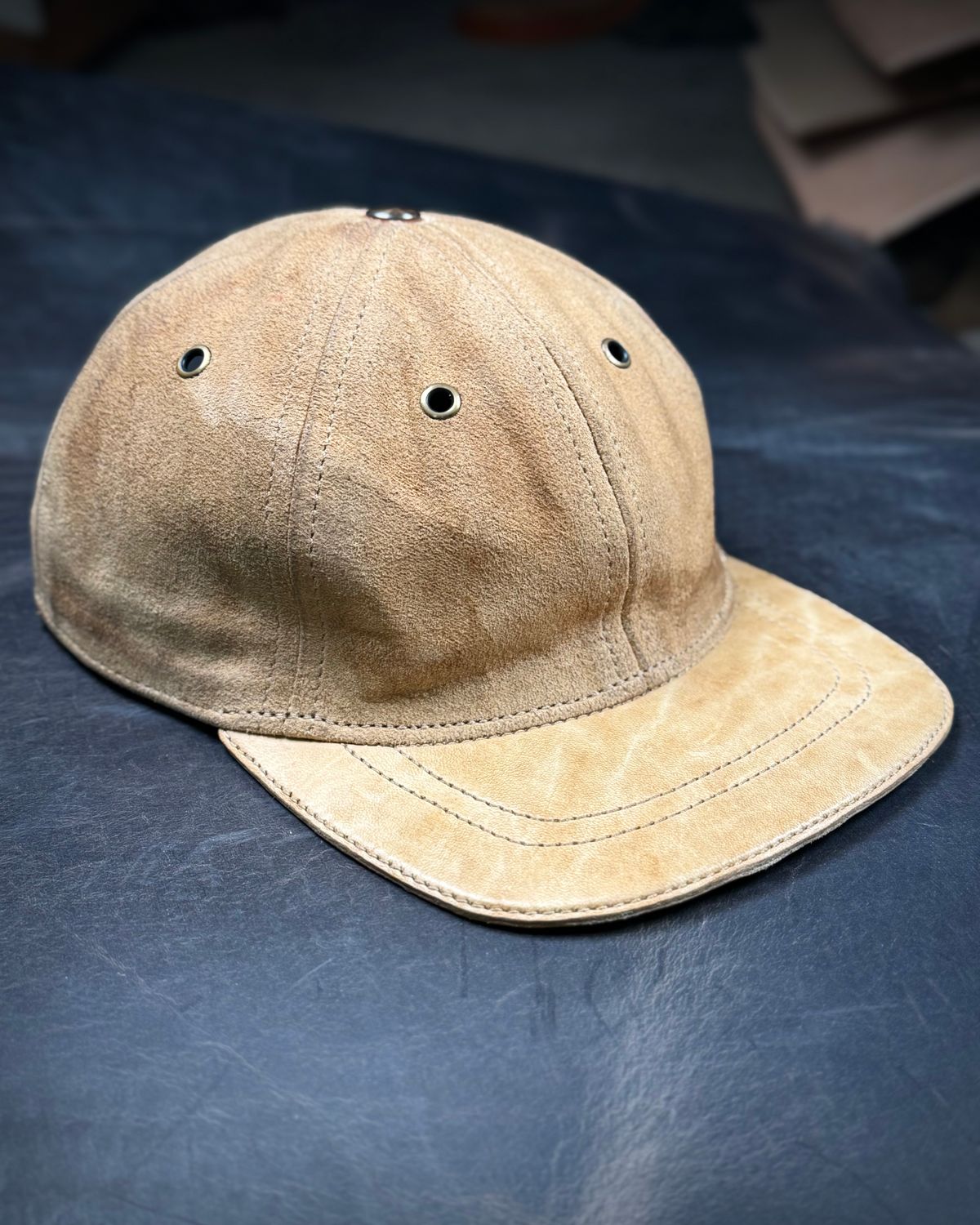 Photo by BobHendersonHB on December 6, 2025 of the BHHB Hat in Horween Sun Tan Horsefront.