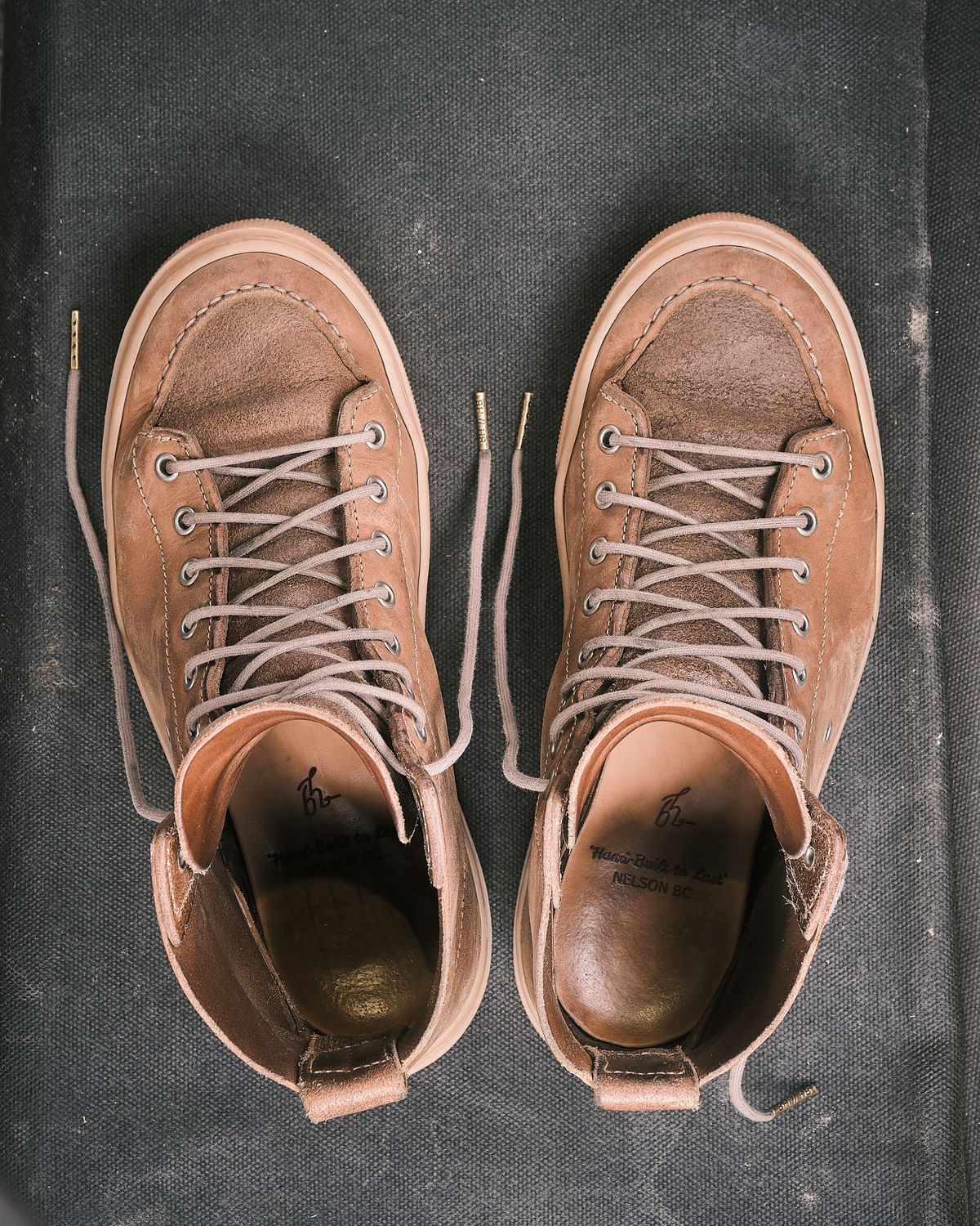 Photo by BobHendersonHB on December 5, 2025 of the BHHB Railtown Sneaker Boot in Horween Natural Wax Flesh Backside.