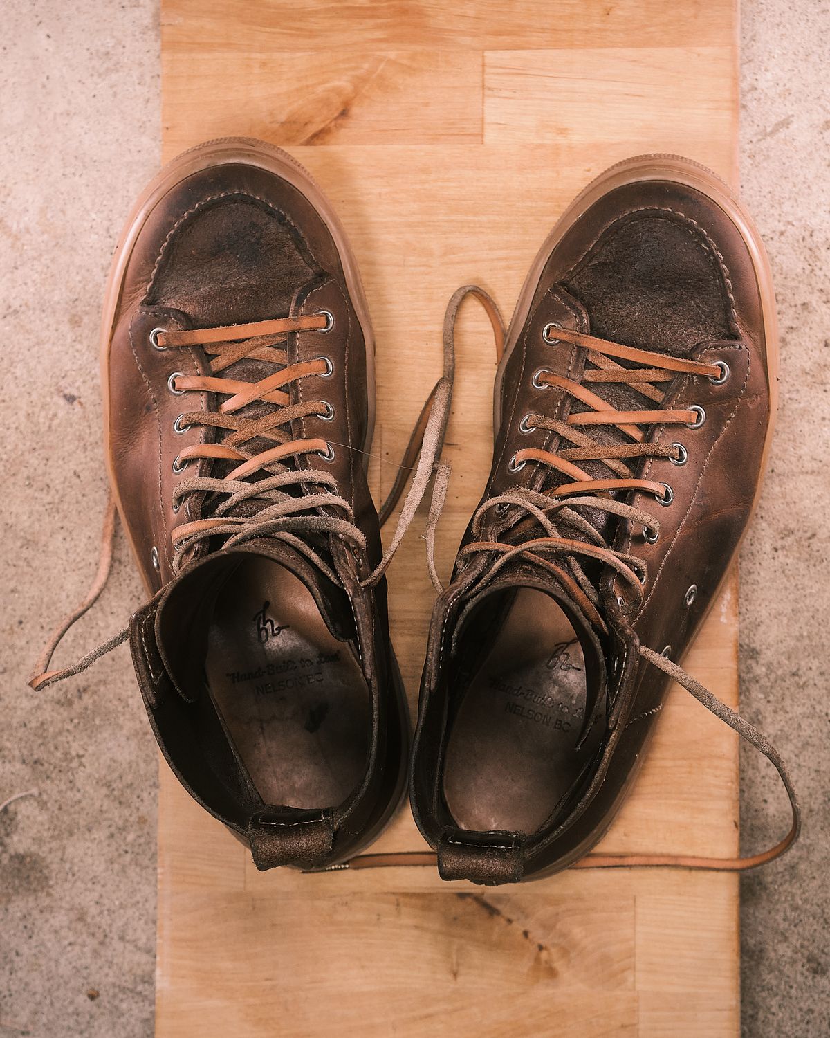 Photo by BobHendersonHB on April 6, 2026 of the BHHB Railtown Sneaker Boot in Horween Natural Wax Flesh Backside.