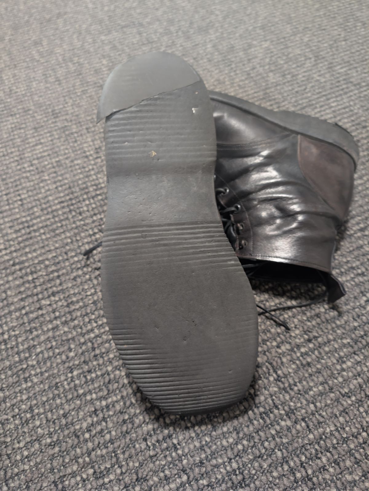 Photo by Togebough on February 5, 2026 of the Myself Dress boot style in Falconry Kangaroo Veg Tan (hand dyed Tan then black).