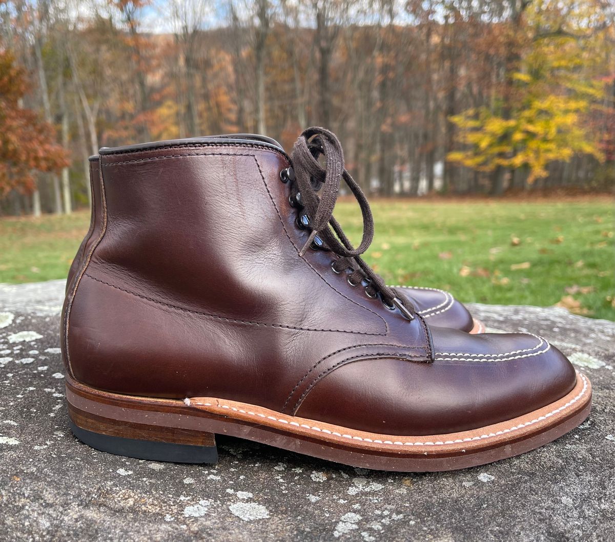 Photo by Louishere on November 6, 2022 of the Alden Indy Boot in Horween Brown Chromexcel.