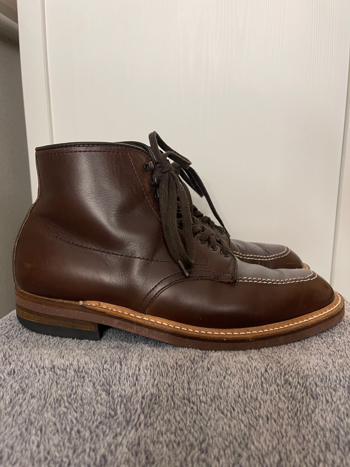 Photo by Louishere on December 6, 2022 of the Alden Indy Boot in Horween Brown Chromexcel.