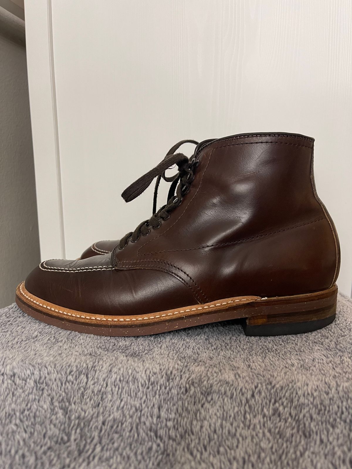 Photo by Louishere on December 6, 2022 of the Alden Indy Boot in Horween Brown Chromexcel.
