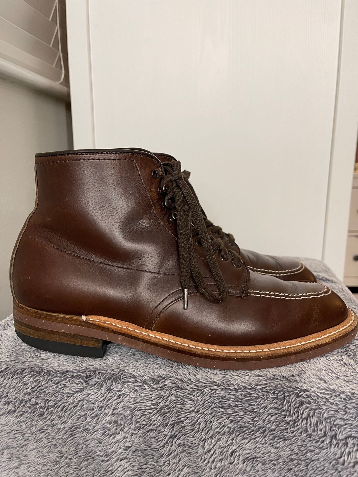 Photo by Louishere on January 6, 2023 of the Alden Indy Boot in Horween Brown Chromexcel.