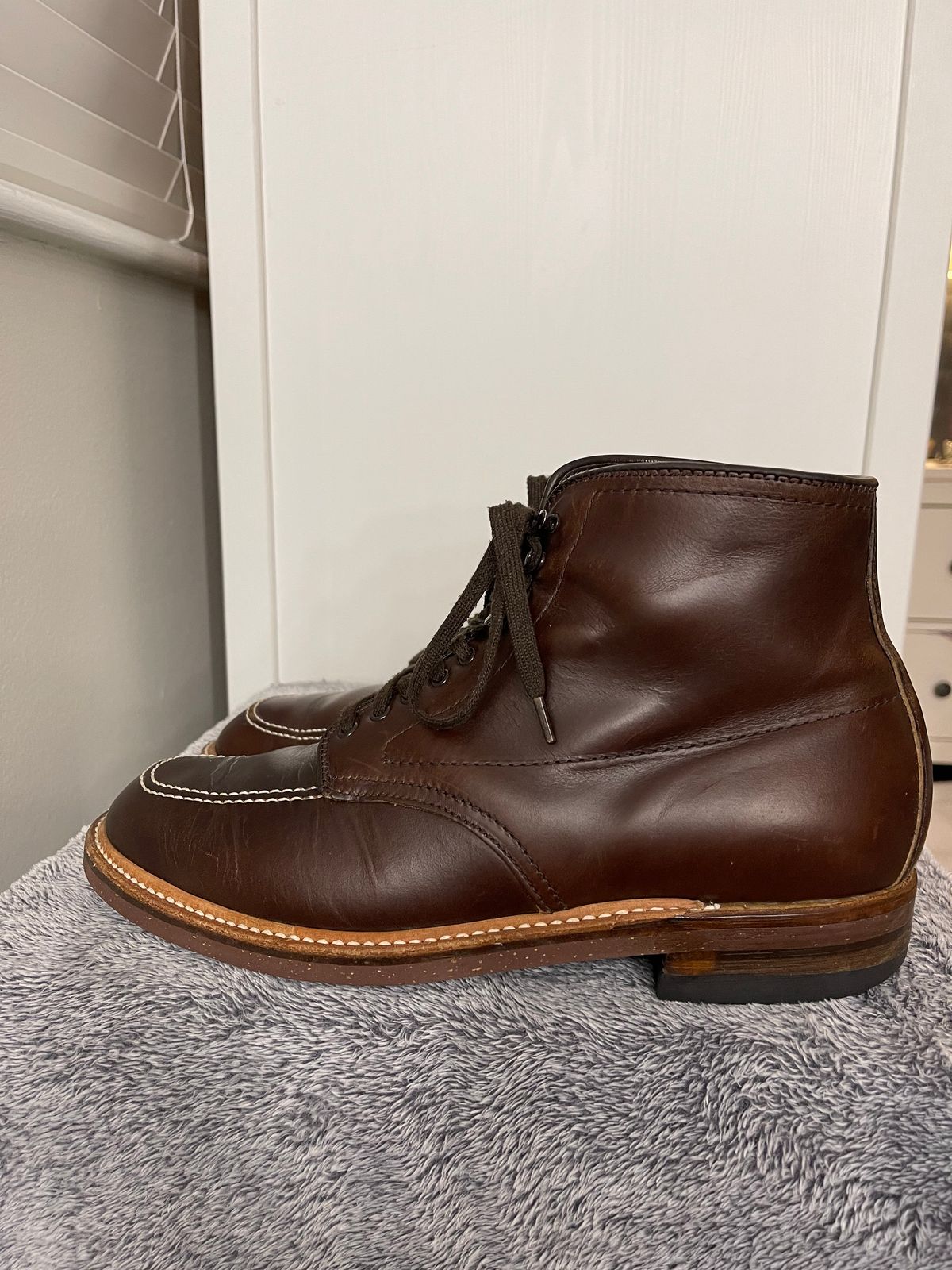Photo by Louishere on January 6, 2023 of the Alden Indy Boot in Horween Brown Chromexcel.