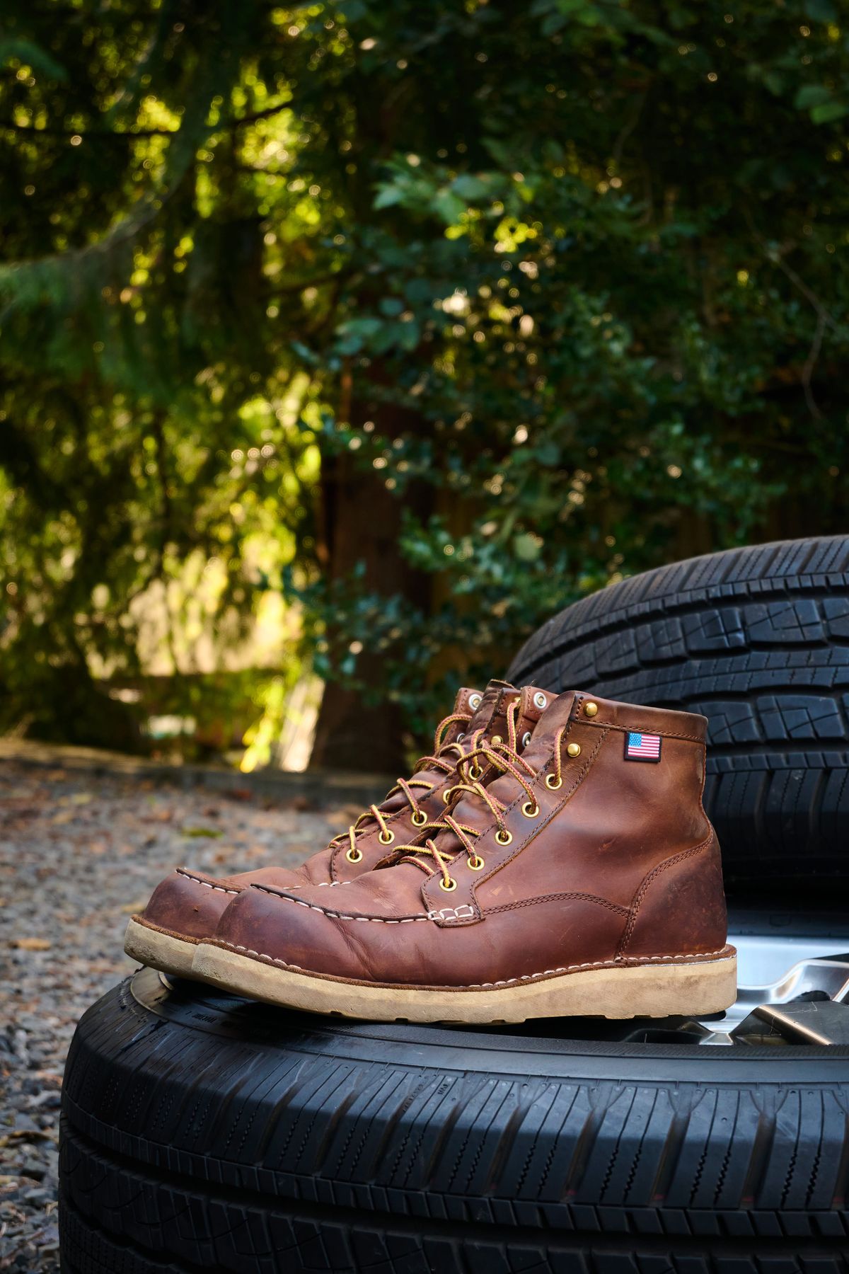 Photo by switch on September 5, 2023 of the Danner Moc Toe in Light Brown Full Grain.