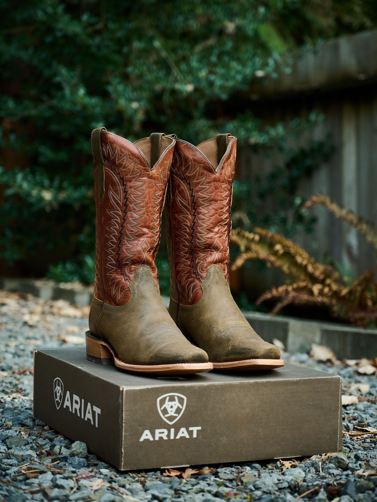 Photo by switch on March 9, 2024 of the Ariat Futurity Time in Olive Roughout/Copper Crunch.