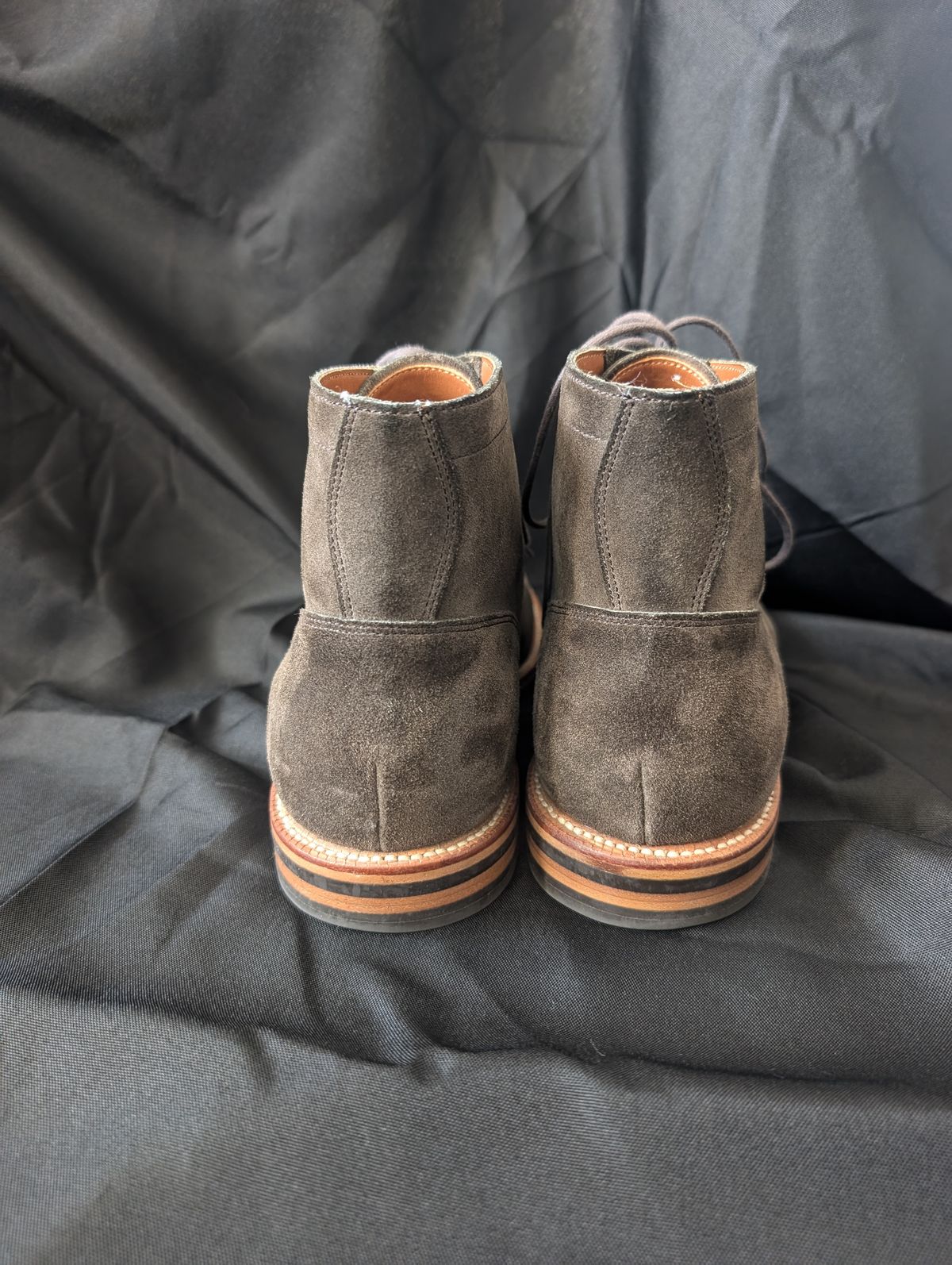 Photo by li.40 on November 4, 2024 of the Grant Stone Diesel Boot in C.F. Stead Loden Janus Calf Suede.