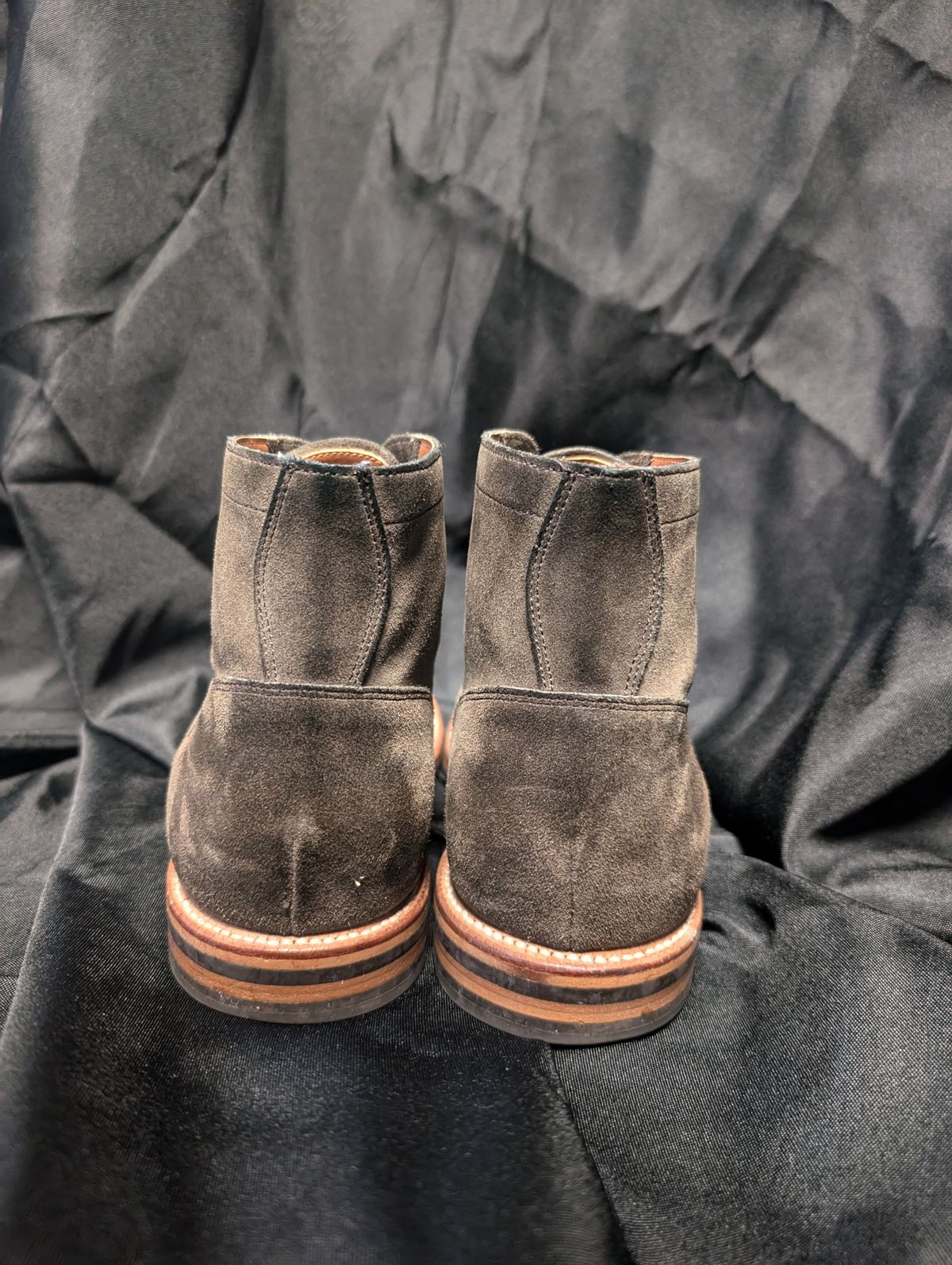 Photo by li.40 on December 5, 2024 of the Grant Stone Diesel Boot in C.F. Stead Loden Janus Calf Suede.
