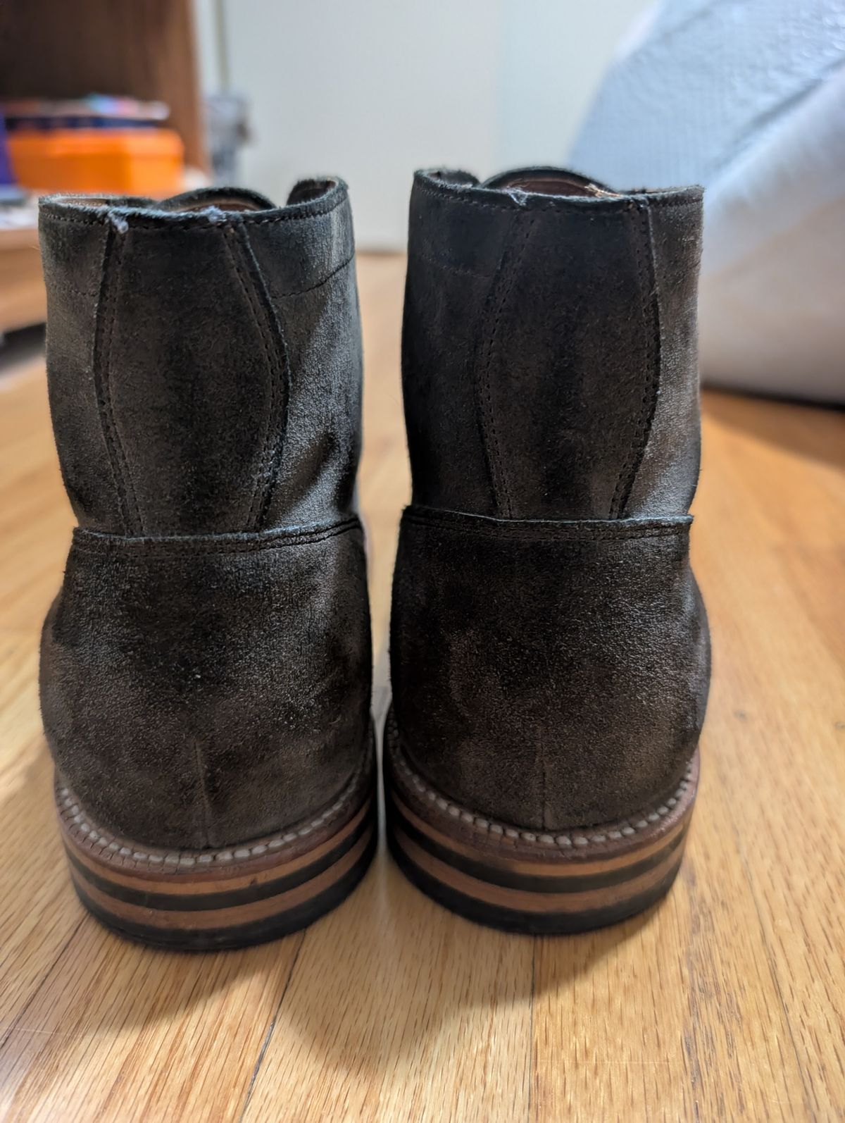 Photo by li.40 on January 6, 2025 of the Grant Stone Diesel Boot in C.F. Stead Loden Janus Calf Suede.